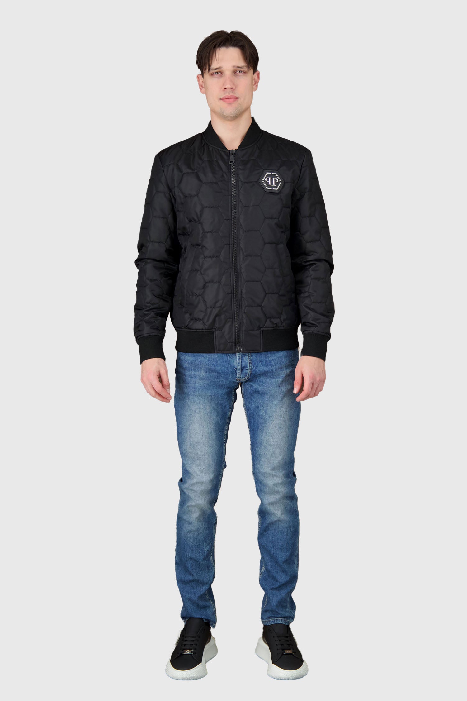 Philipp Plein Quilted Black Bomber Jacket