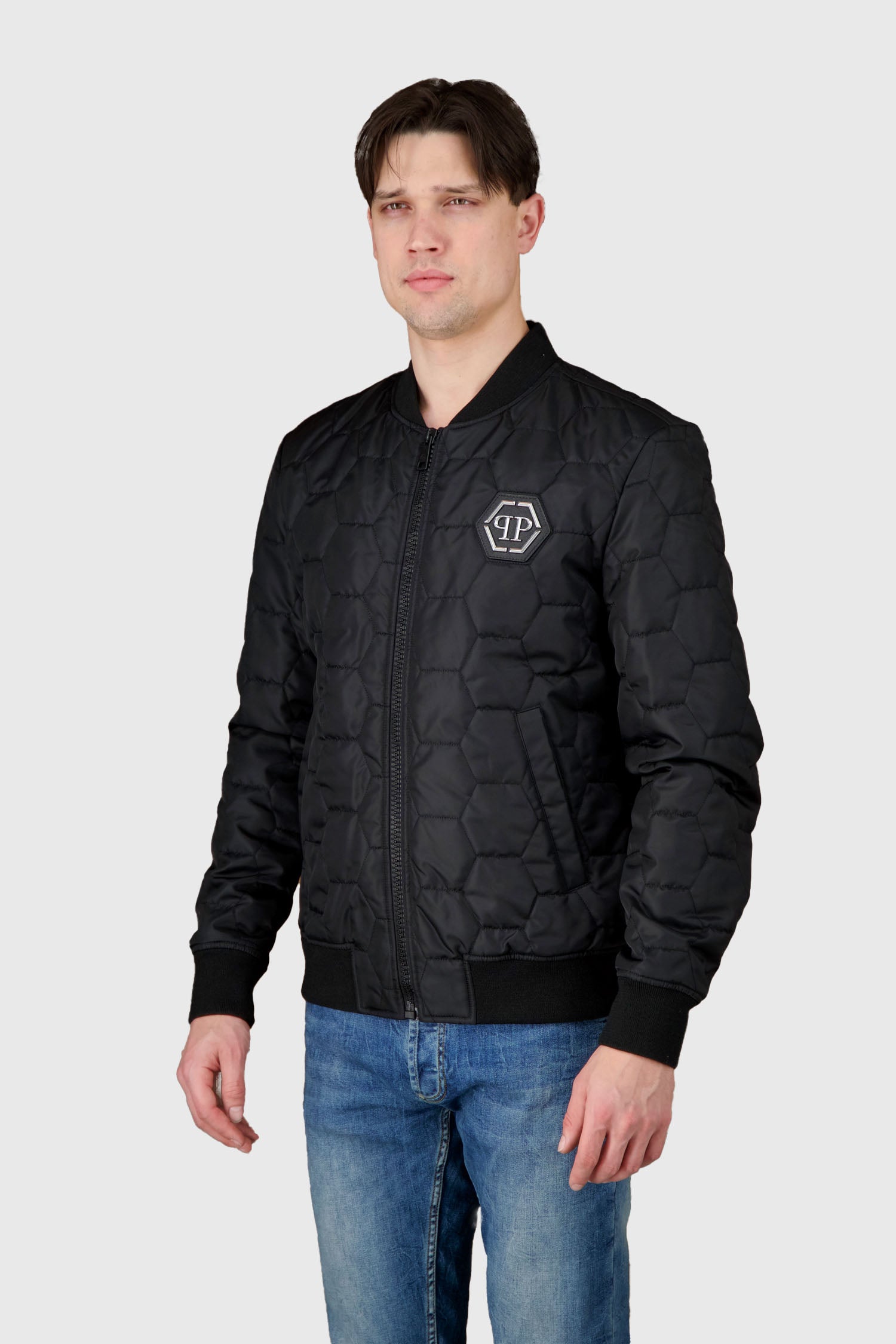 Philipp Plein Quilted Black Bomber Jacket