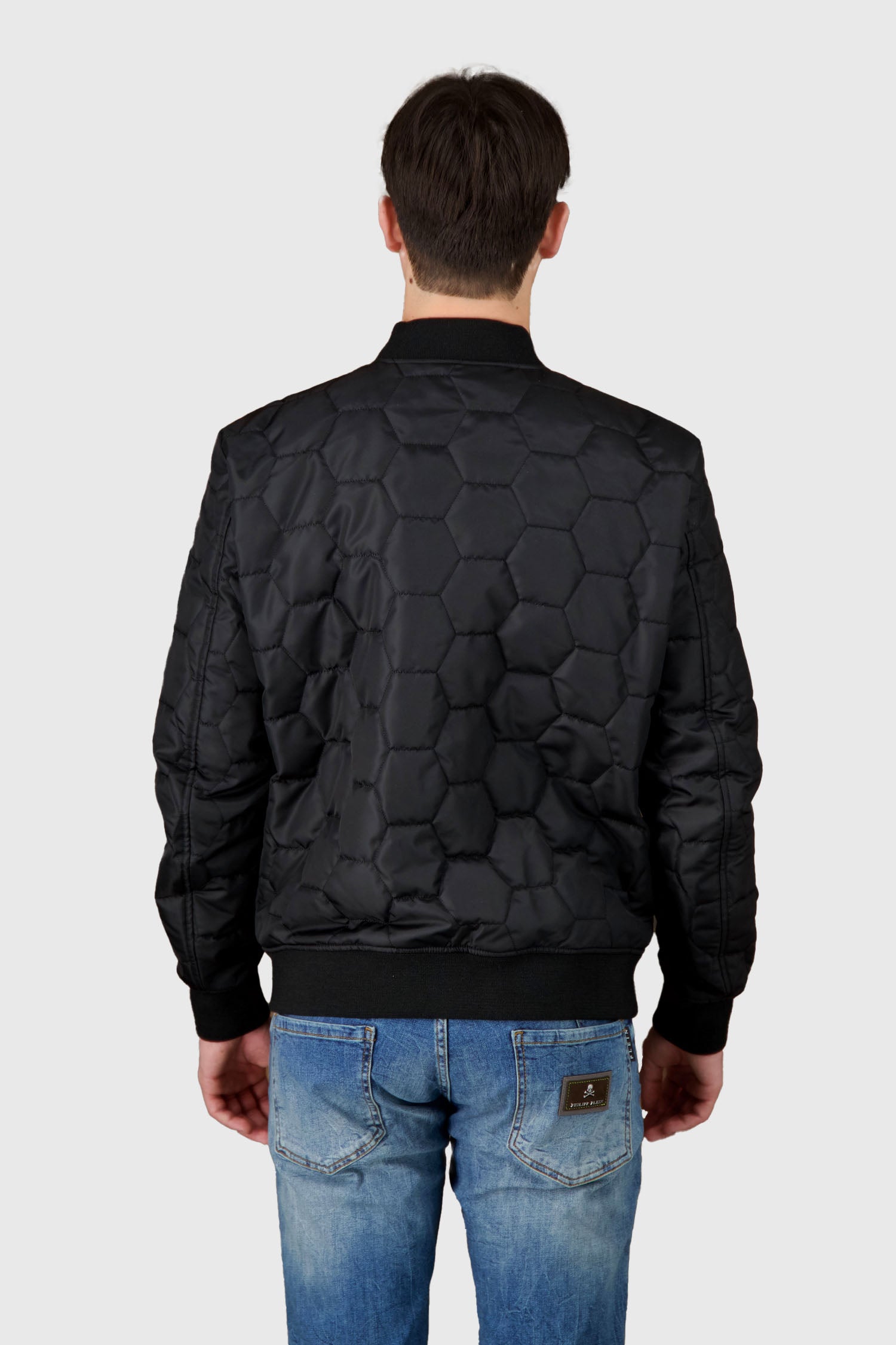 Philipp Plein Quilted Black Bomber Jacket