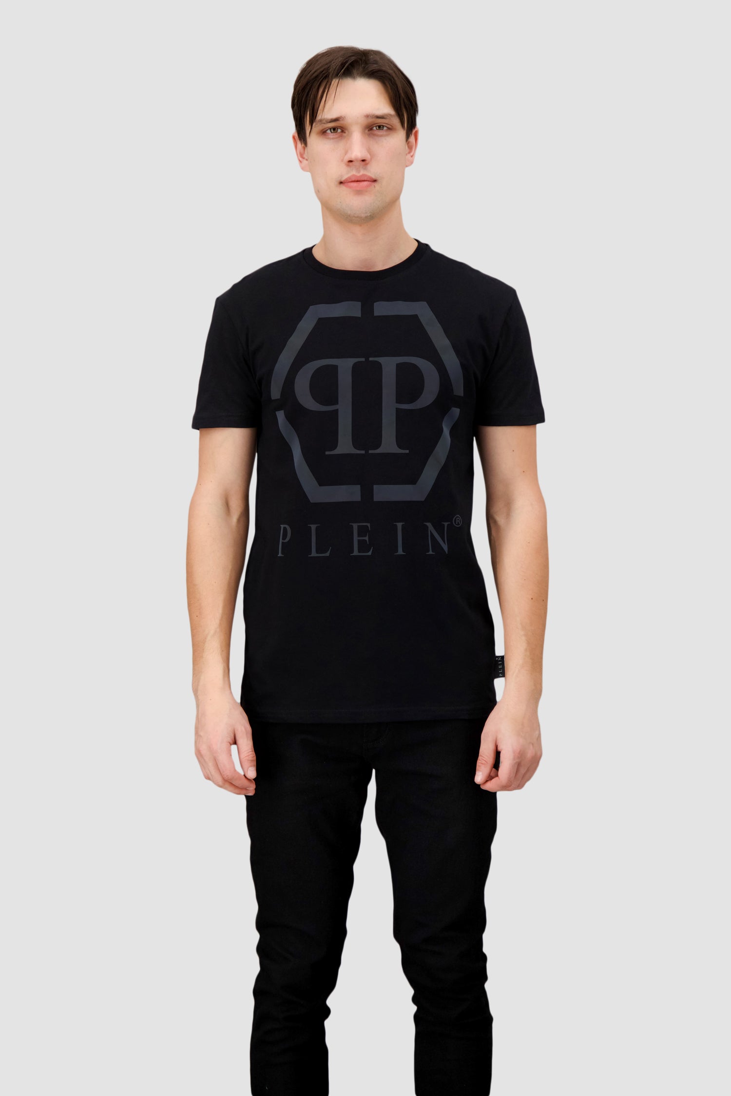 Philipp Plein Black SS Hexagon Round Neck T-Shirt