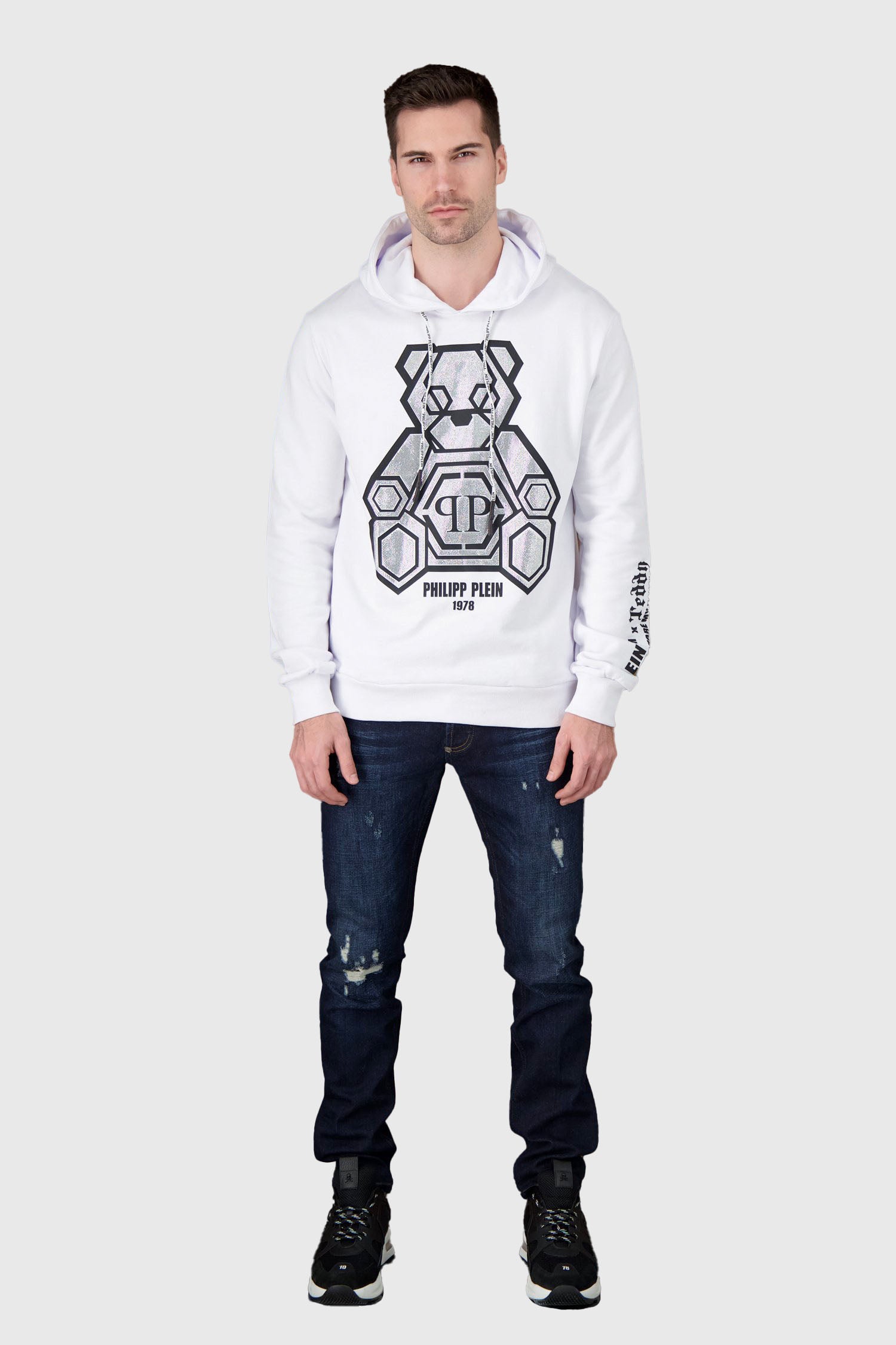 Philipp Plein Teddy Bear White Hoodie Sweatshirt