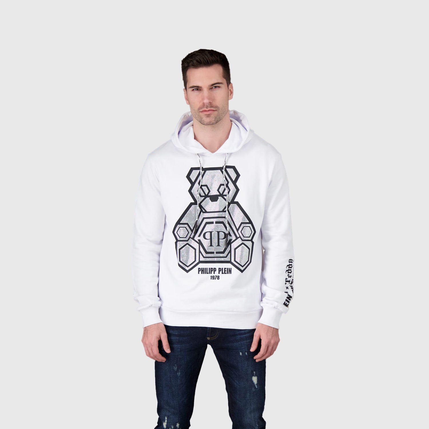 Philipp Plein Teddy Bear White Hoodie Sweatshirt