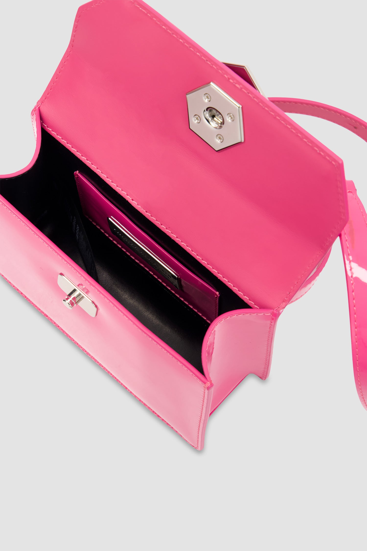 Philipp Plein Fuchsia Leather Small Patent Superheroine Handle Bag