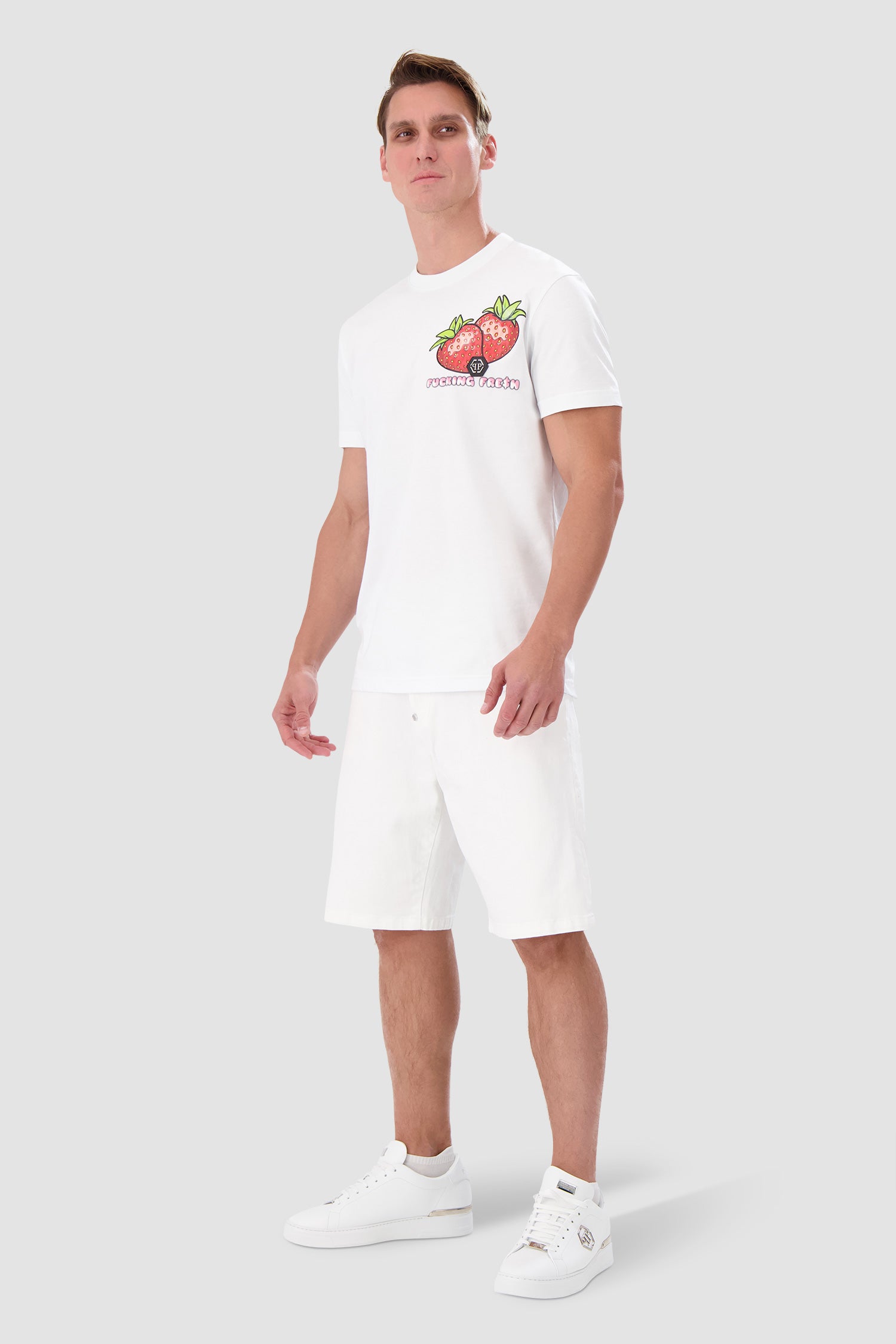 Philipp Plein White Denim Formentera Fit Shorts