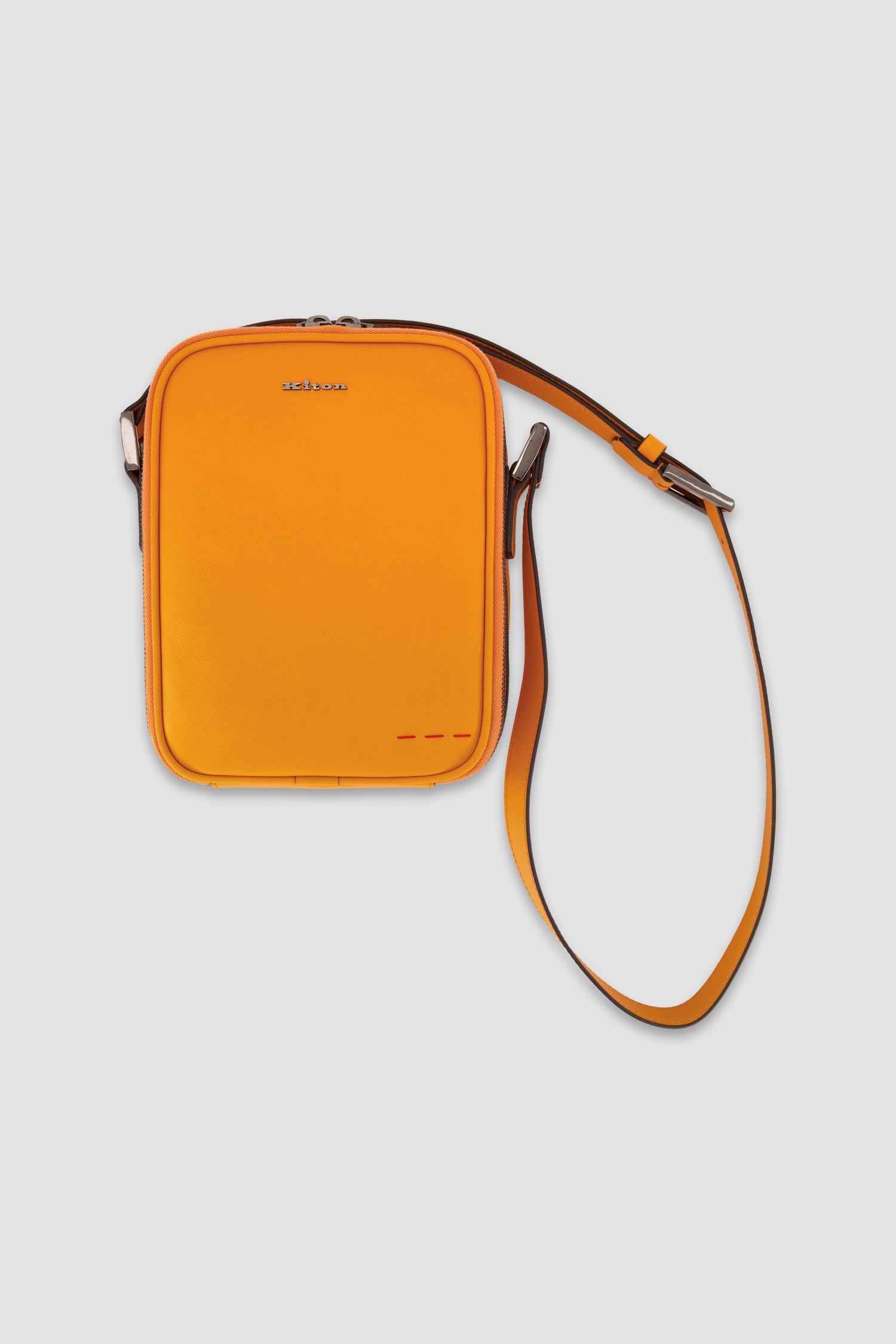 Kiton Orange Calfskin Shoulder Bag