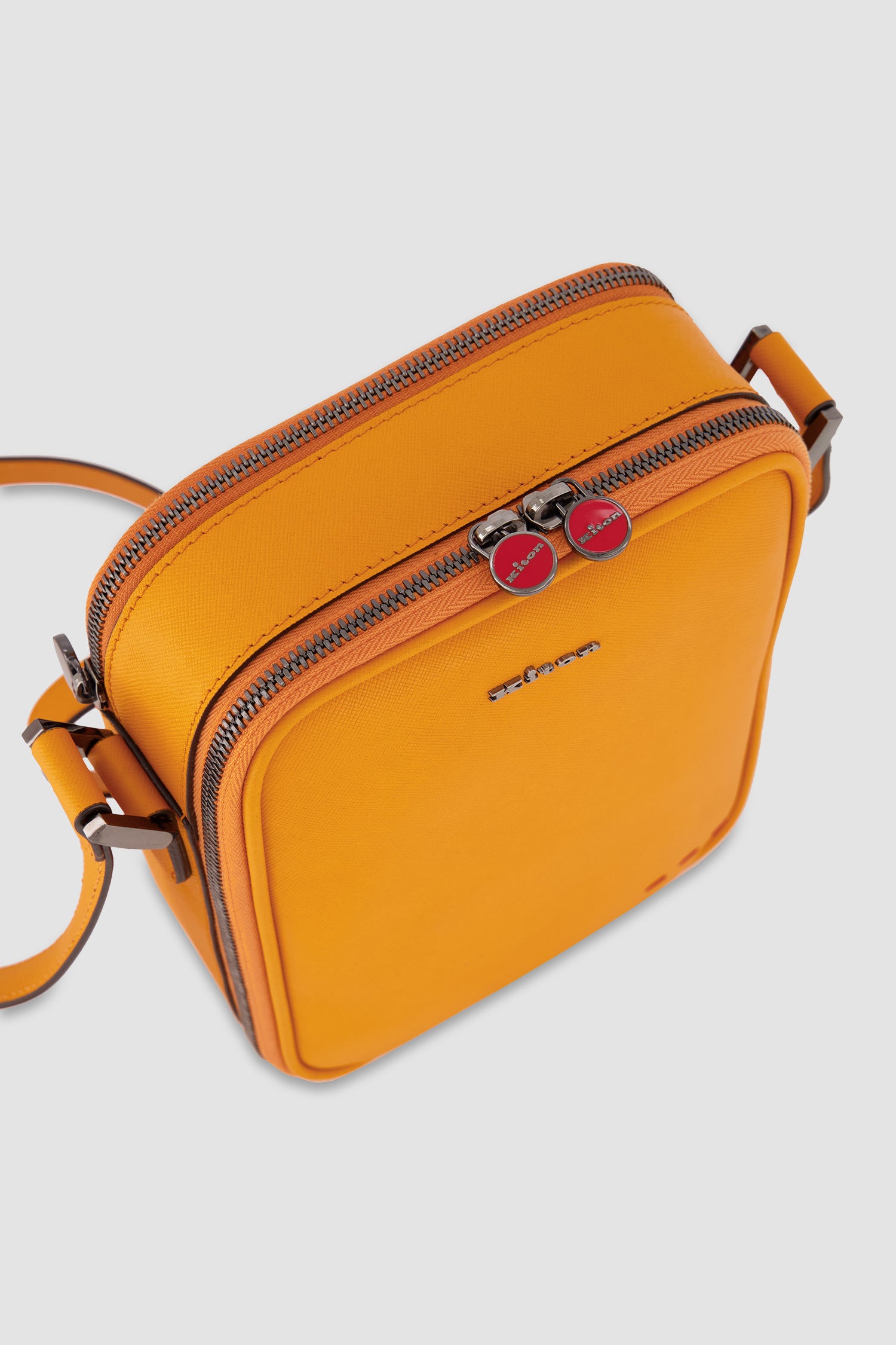 Kiton Orange Calfskin Shoulder Bag