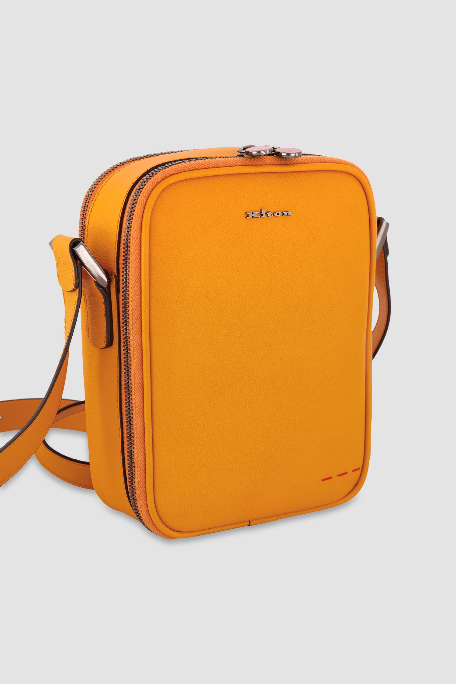 Kiton Orange Calfskin Shoulder Bag