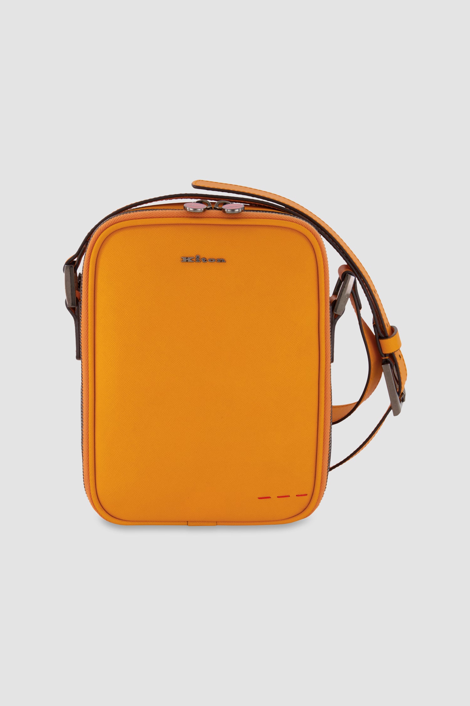 Kiton Orange Calfskin Shoulder Bag