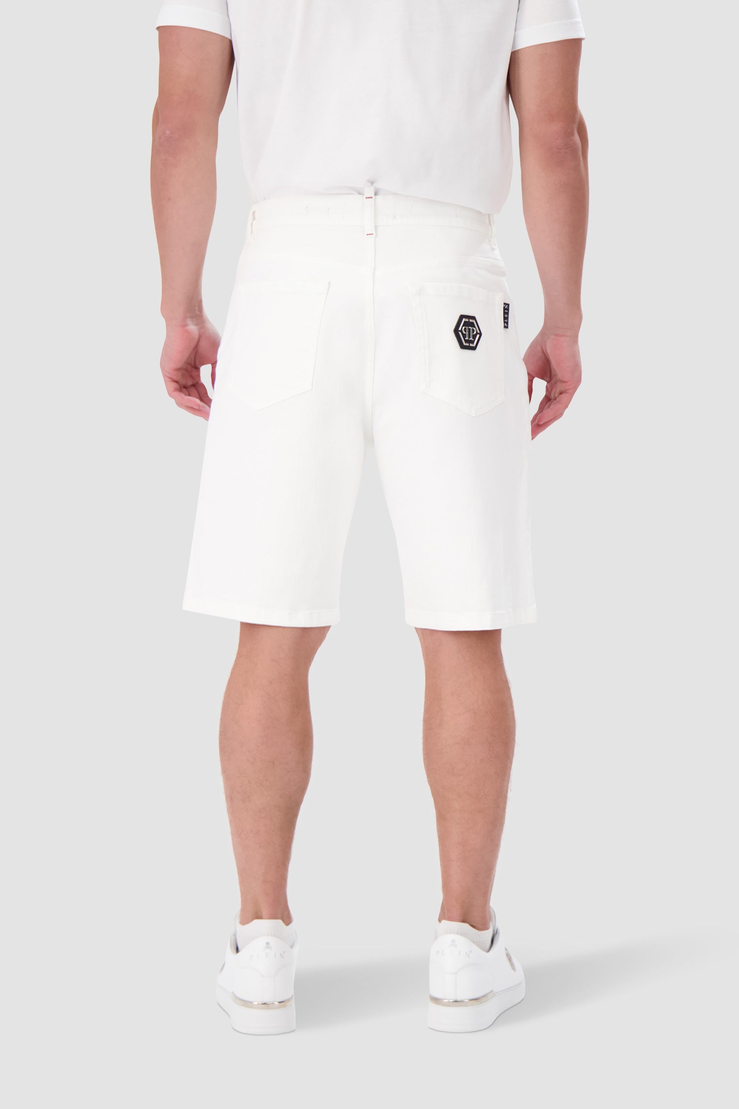 Philipp Plein White Denim Formentera Fit Shorts