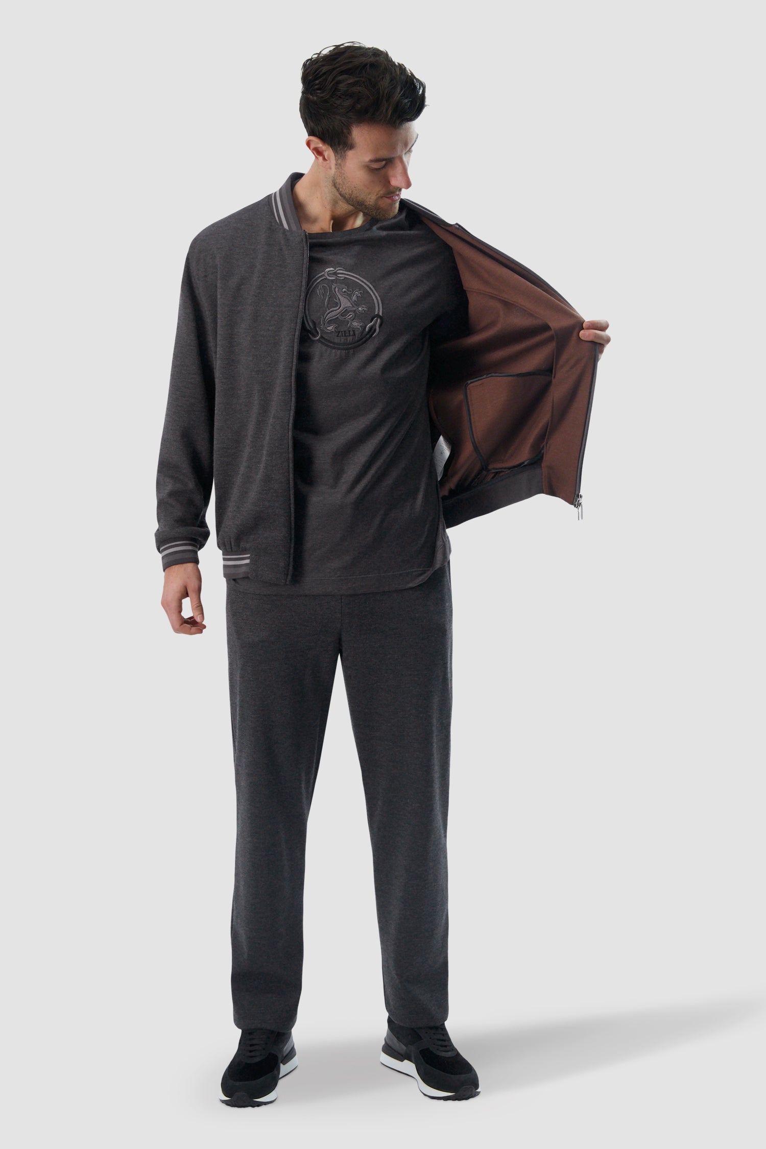 Zilli Grey Signature Embroidery Bomber