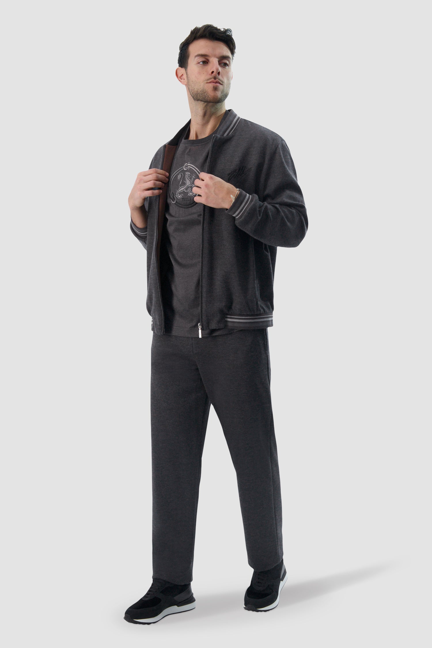 Zilli Grey Signature Embroidery Bomber