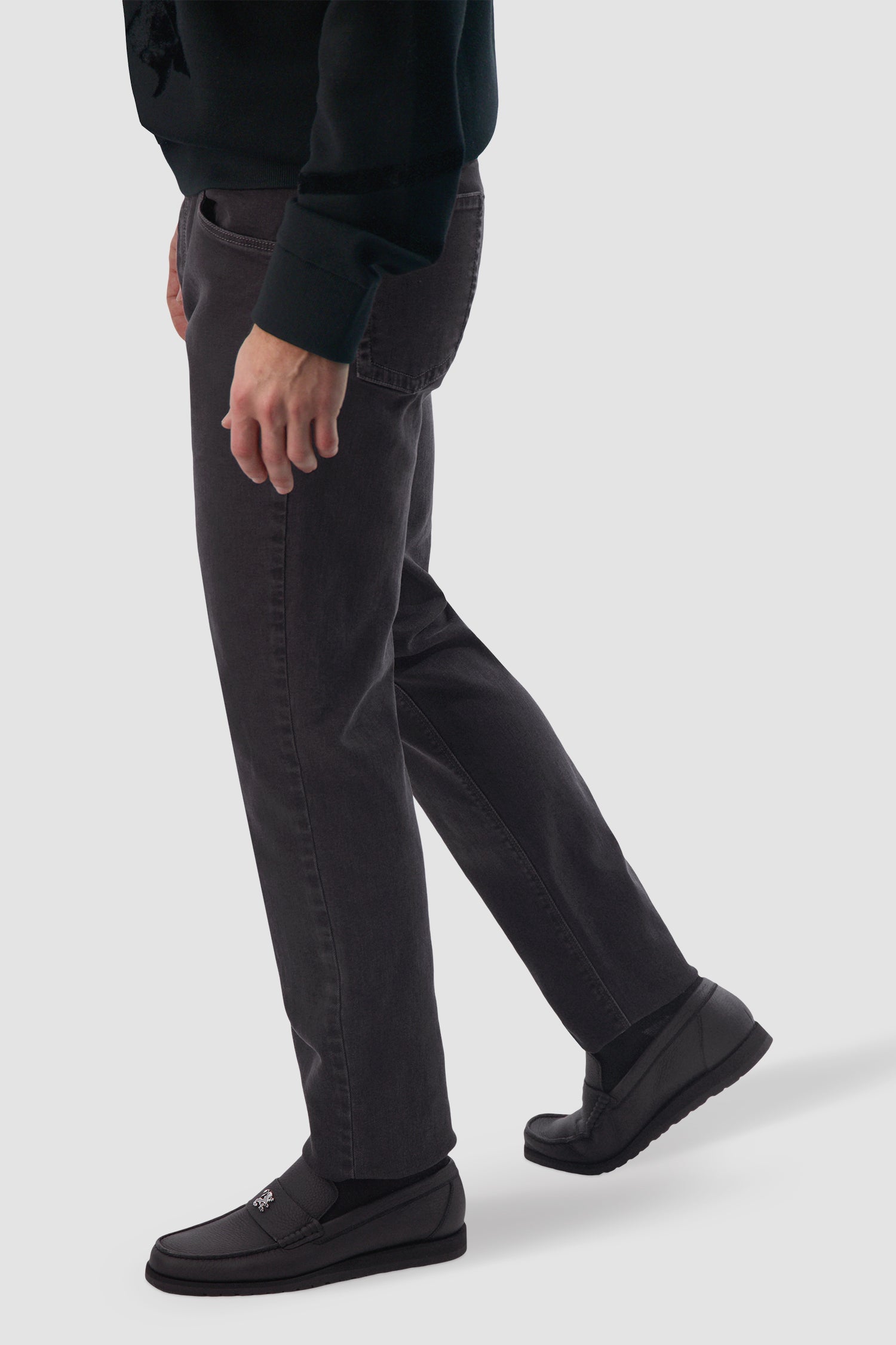 Zilli Black Hand Sew With Lion De Moccasins