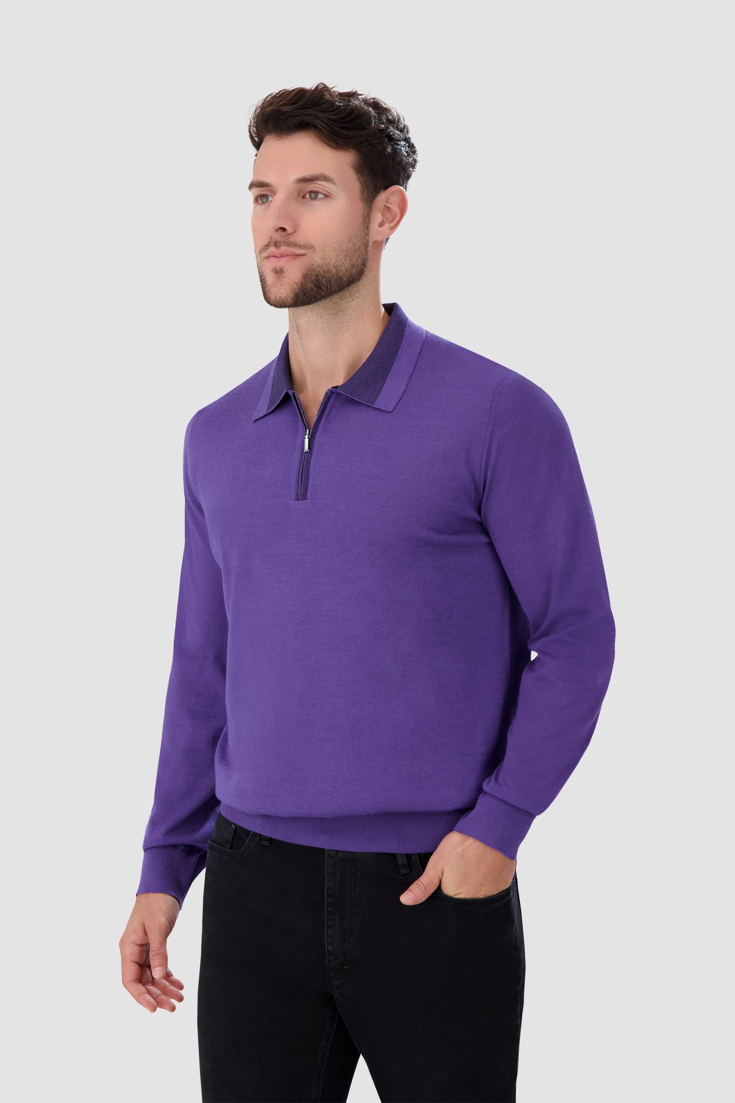 Zilli Purple Zipped Collar Sweater