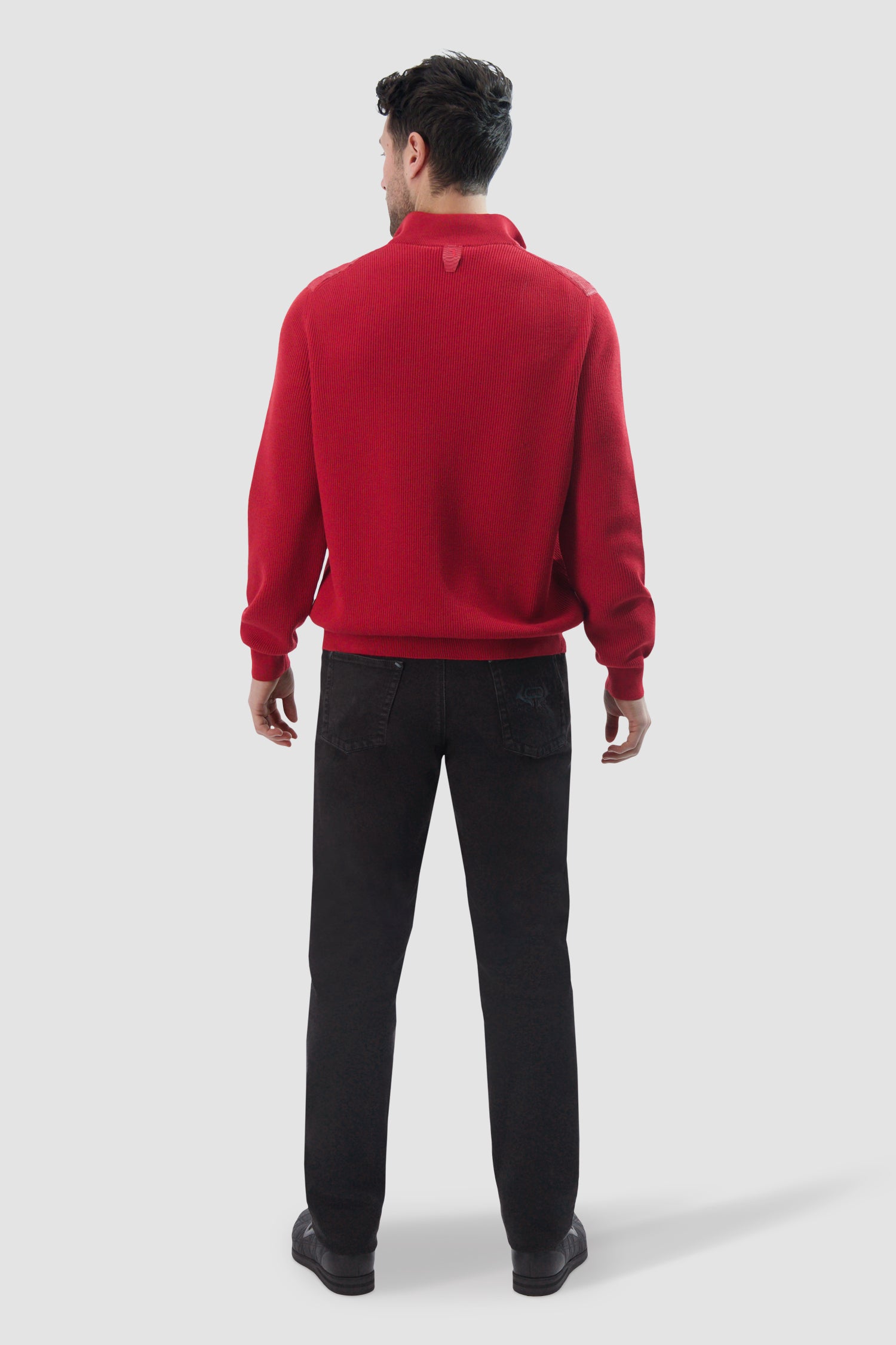 Billionaire Red Mock Zip Luxury Pullover