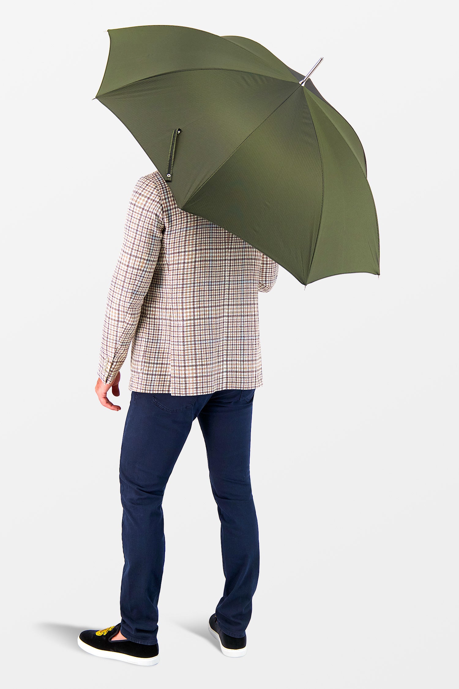Parapluie Pasotti vert, manche lion argenté