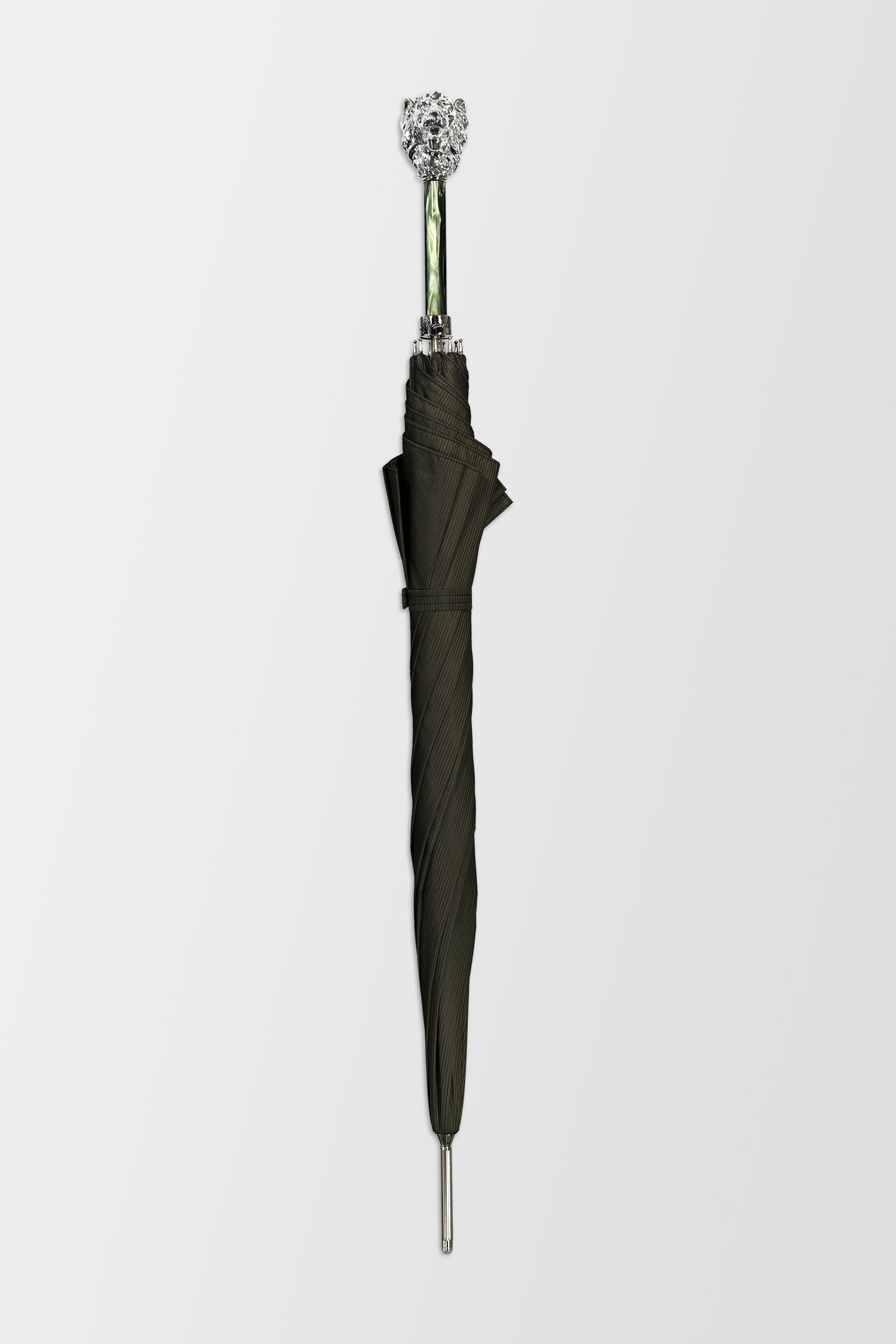 Pasotti Green Umbrella, Silver Lion Handle