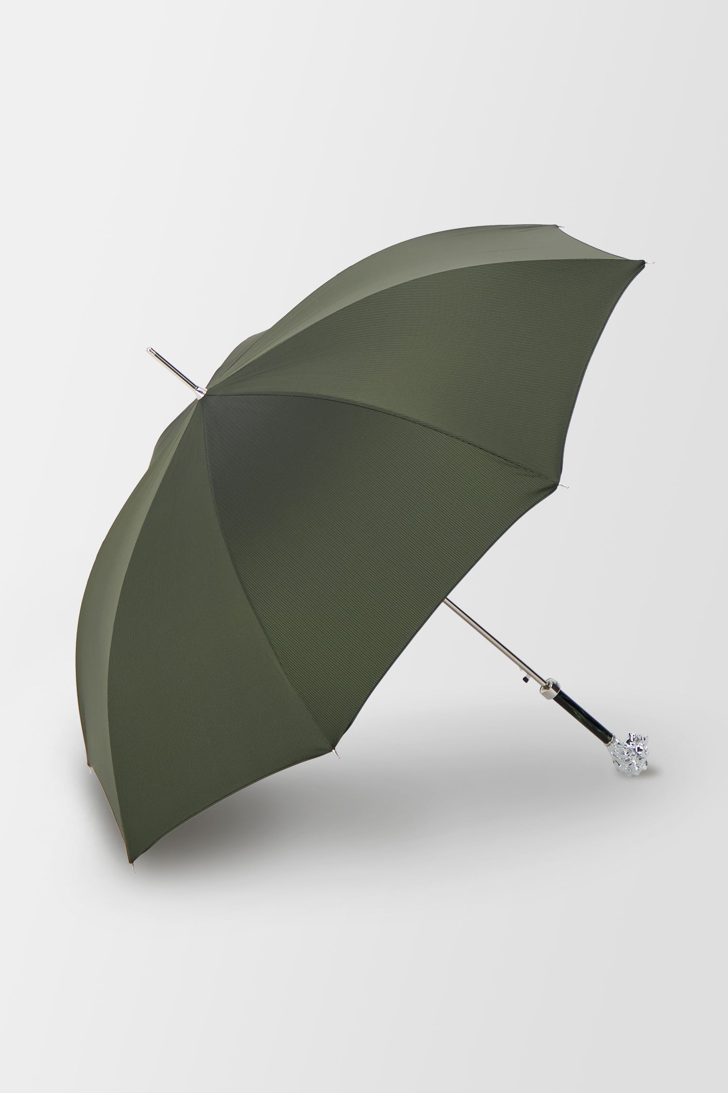 Parapluie Pasotti vert, manche lion argenté