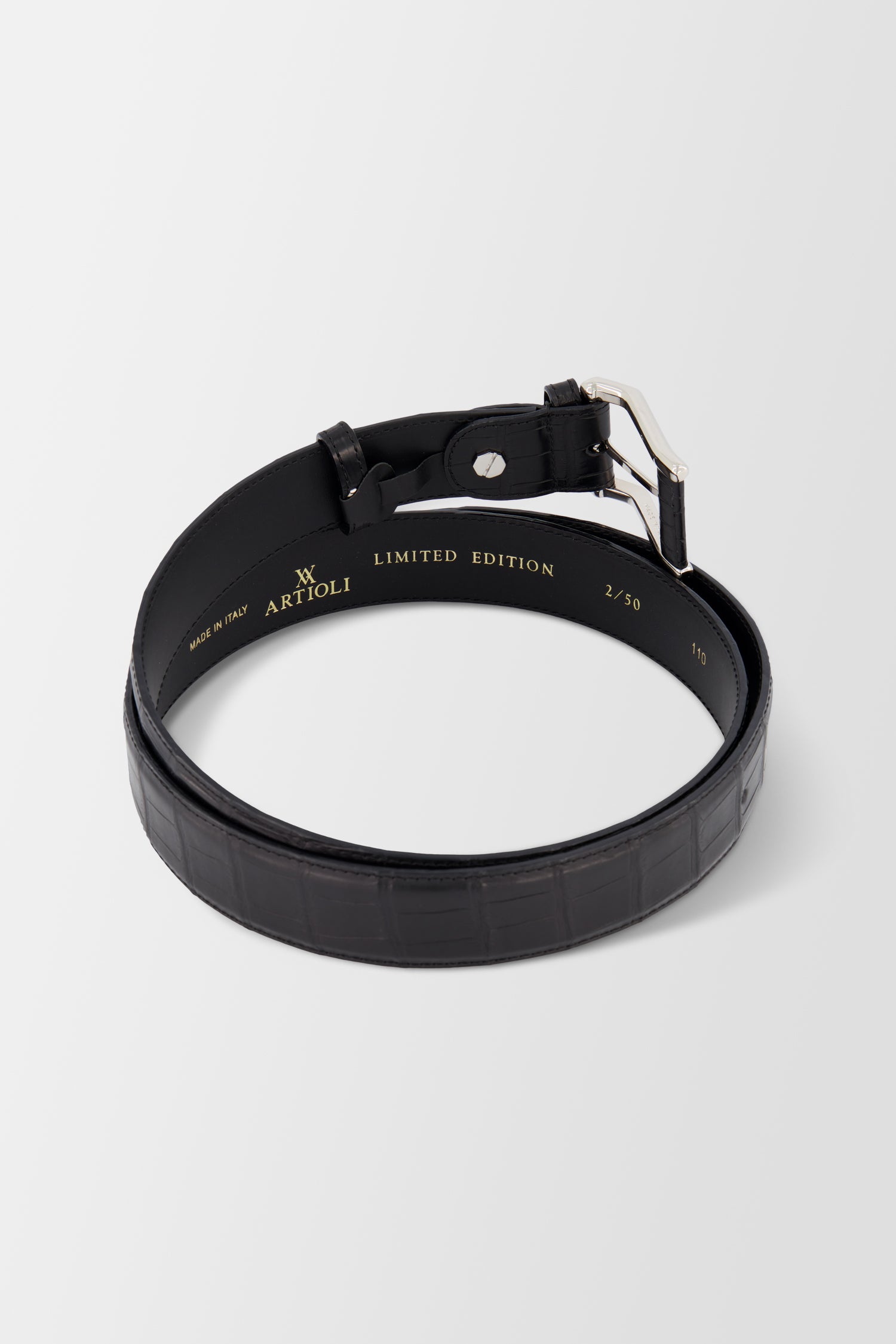 Artioli Black Alligator Belt