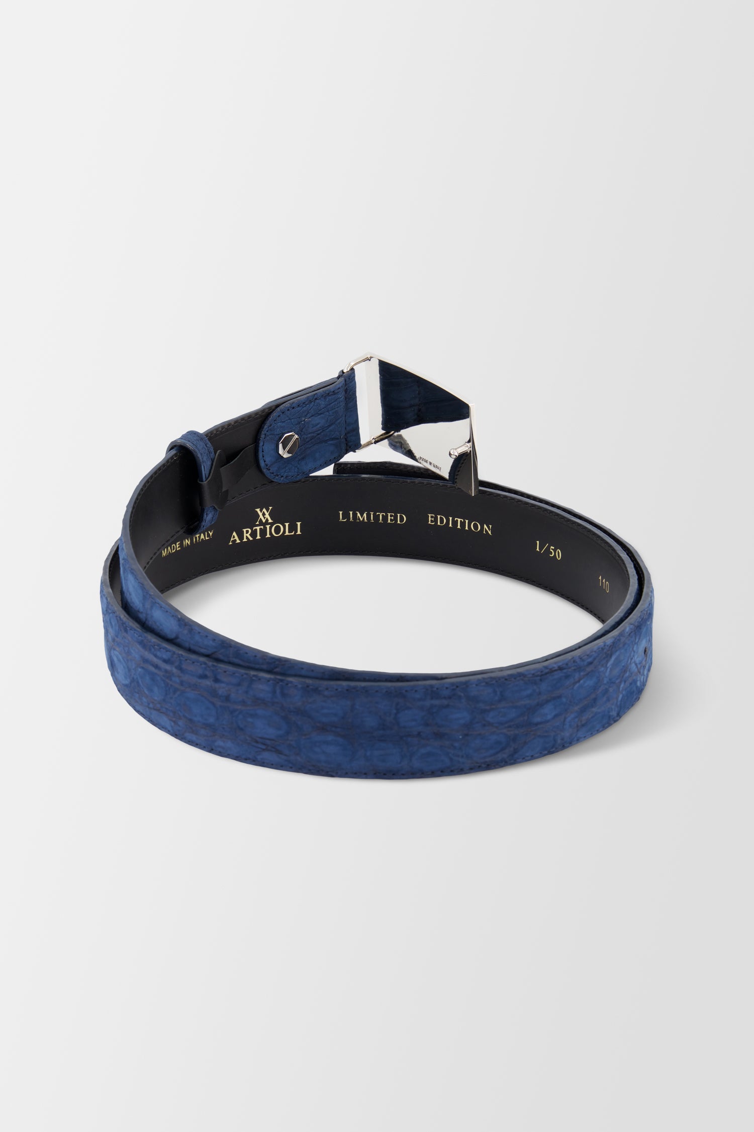 Artioli Blue Nubuk Caiman Belt