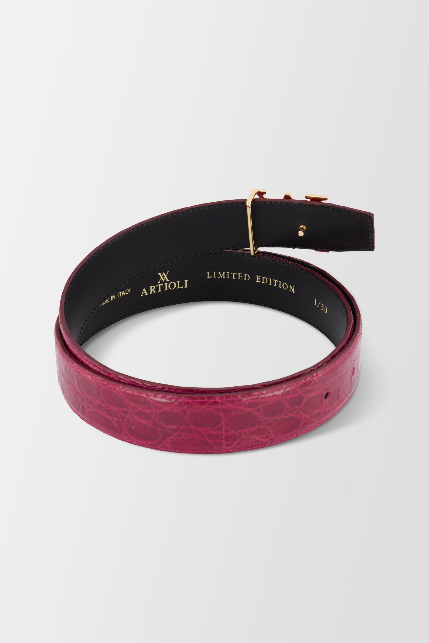 Artioli Red Bordeaux Caiman Belt