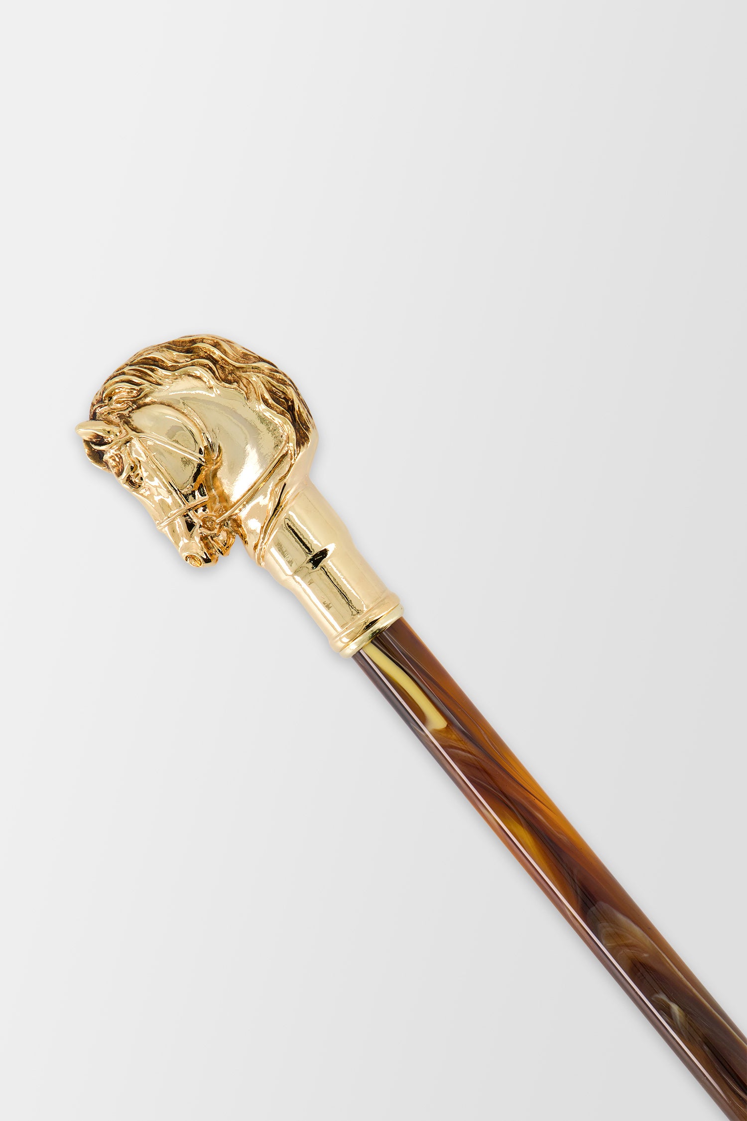 Pasotti Gold Horse Shoehorn, Pearly Brown Shaft