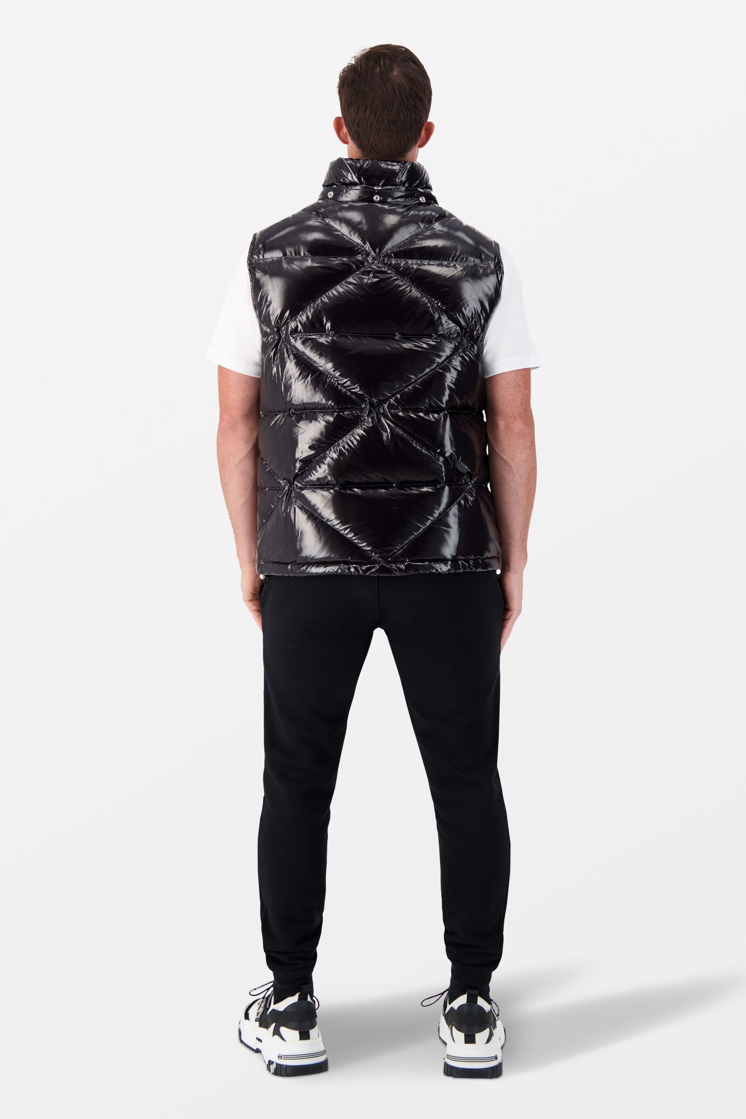 Philipp Plein Black Sleeveless Quilted Down jacket Hexagon