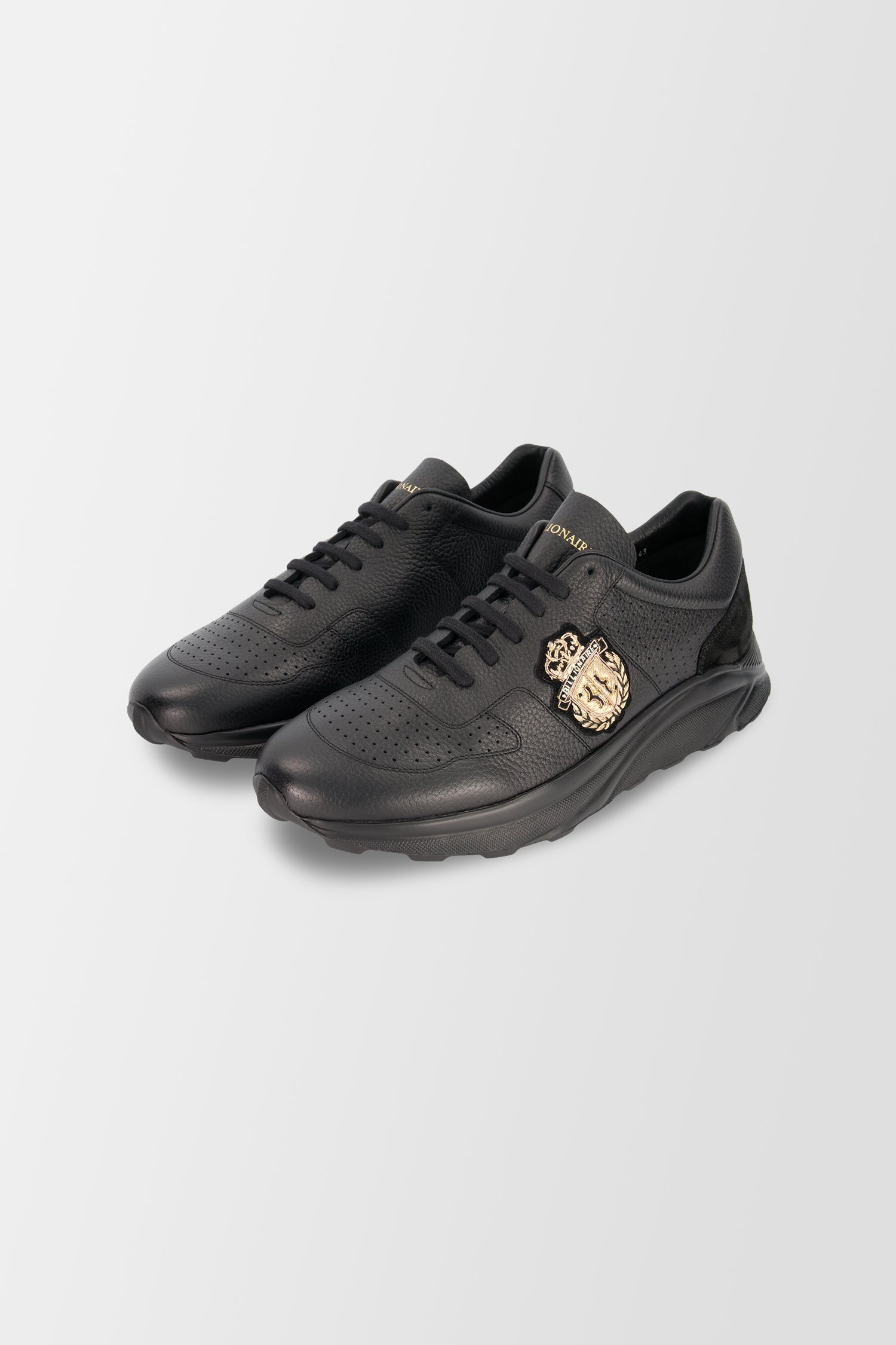 Billionaire Gold Crest Black Sneakers