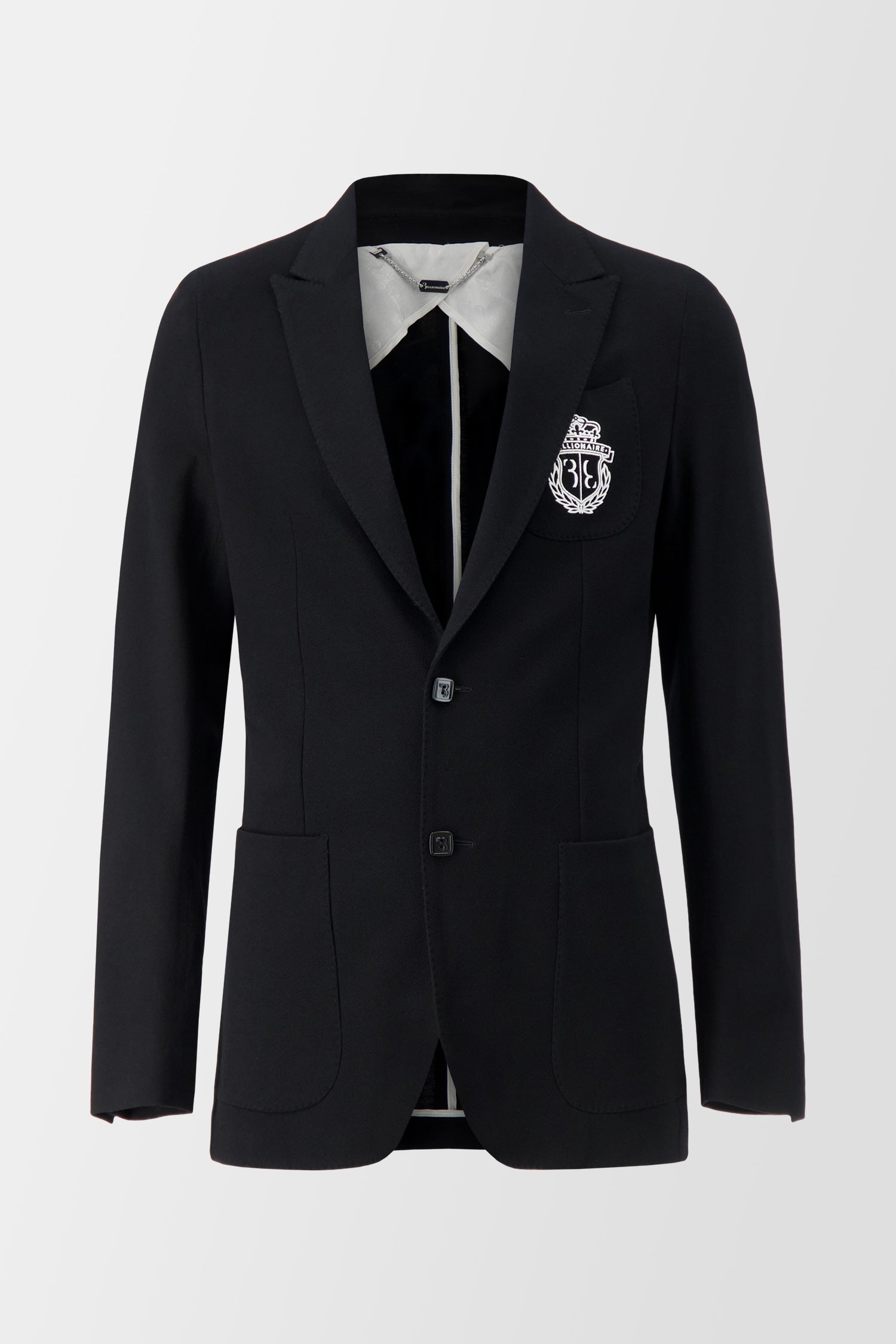 Billionaire Black/White Slim Fit Crest Blazer