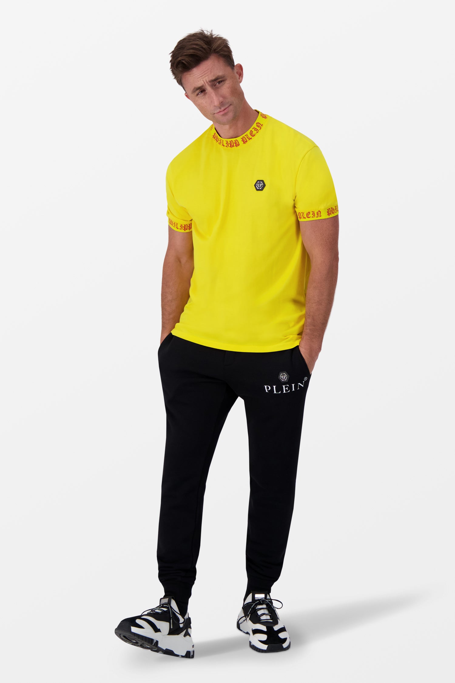 Philipp Plein Yellow Round Neck SS T-Shirt