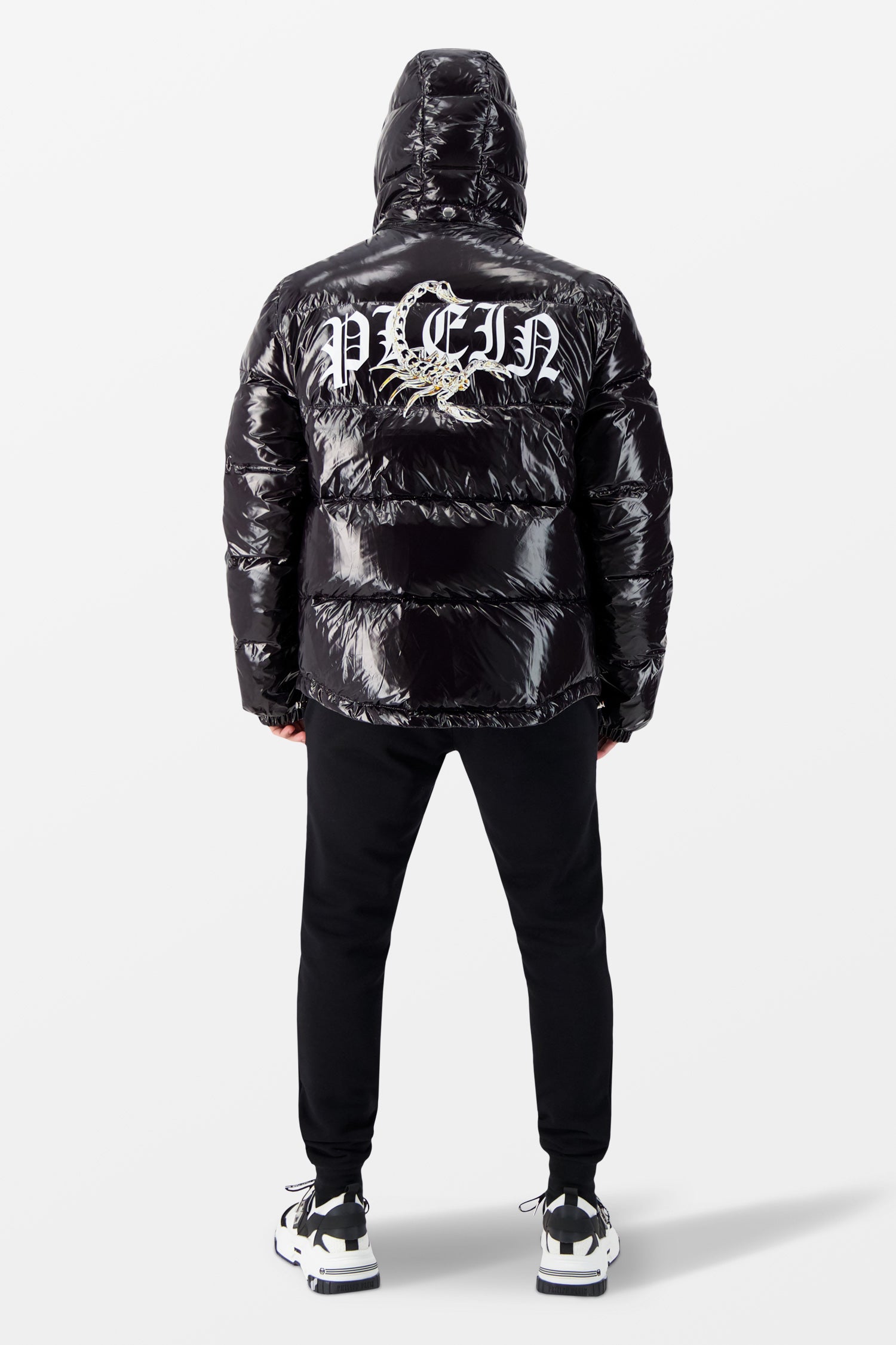 Philipp Plein Black Scorpion Print Down Jacket