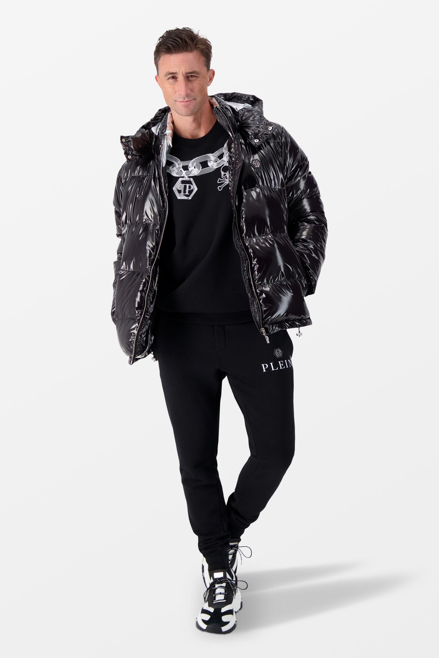 Philipp Plein Black Scorpion Print Down Jacket