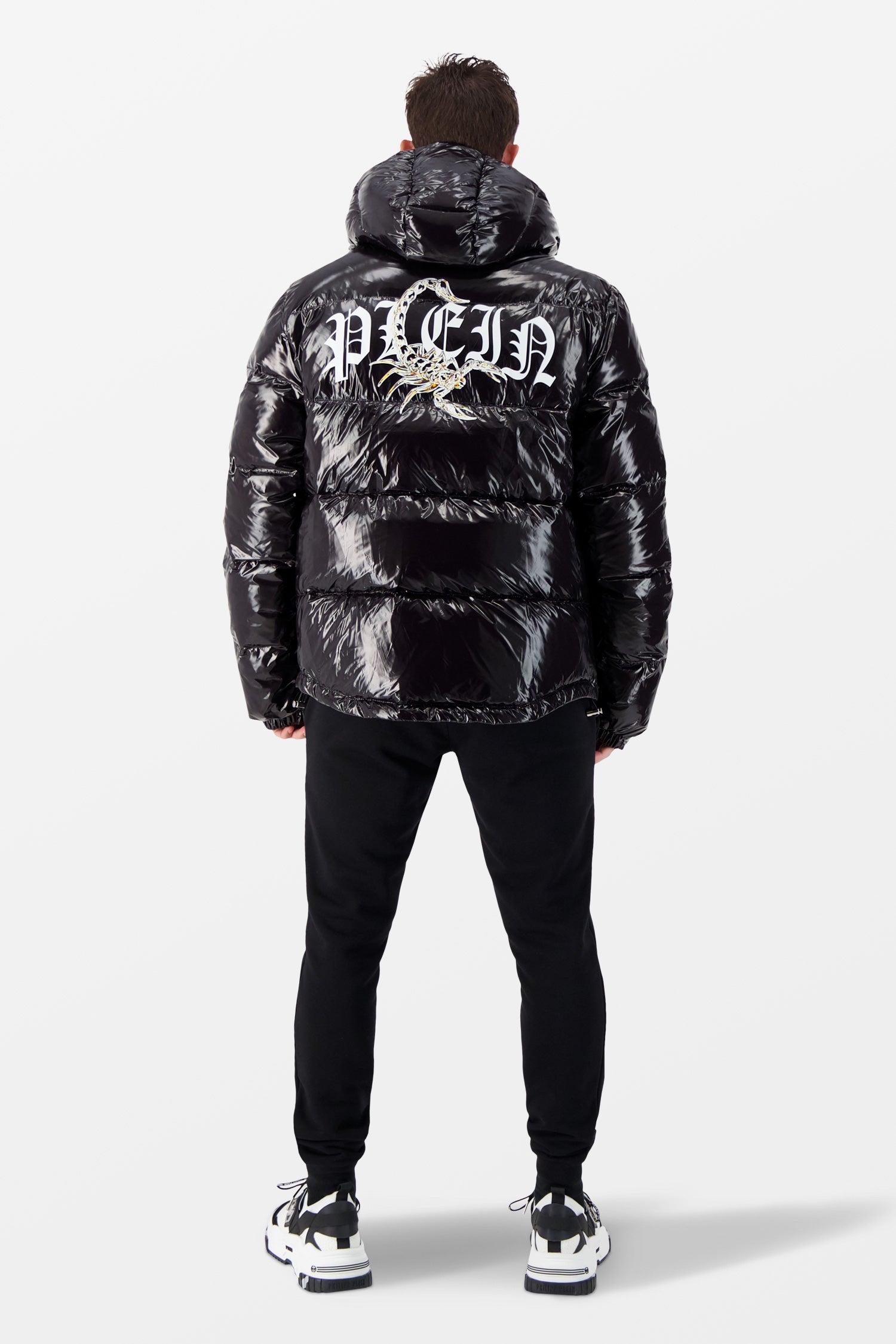 Philipp Plein Black Scorpion Print Down Jacket