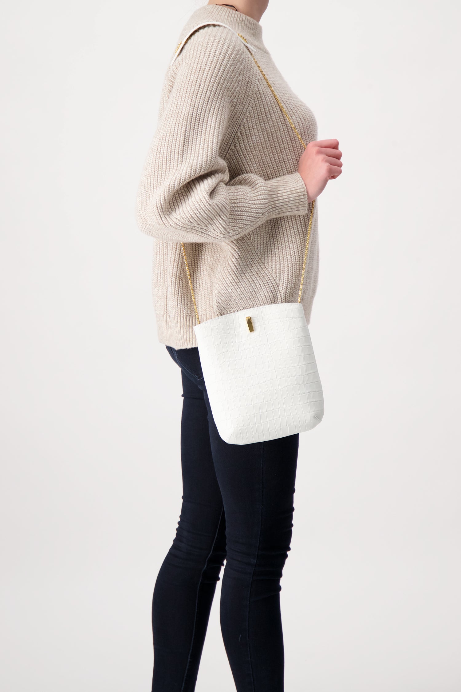 The Volon White E.Z. Carry Croco-Embossed Bag