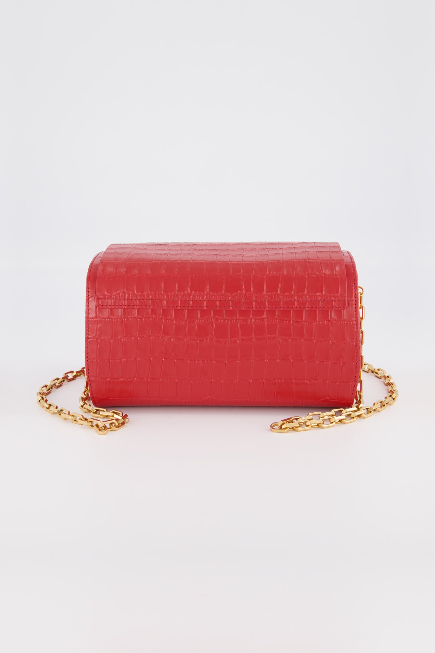 The Volon Red Crocodile Print PO Trunk Bag