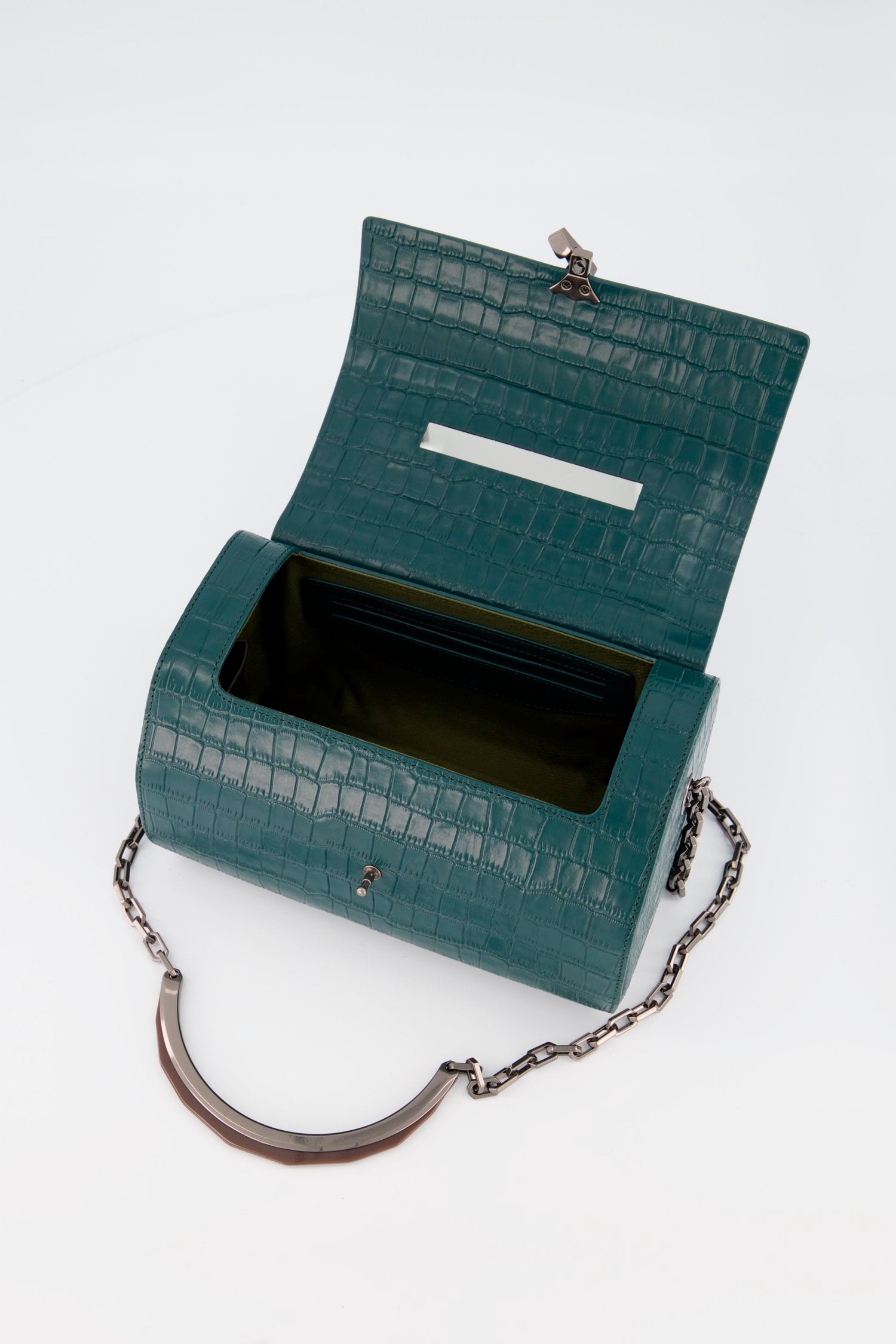 The Volon Forest Crocodile Print PO Trunk Bag