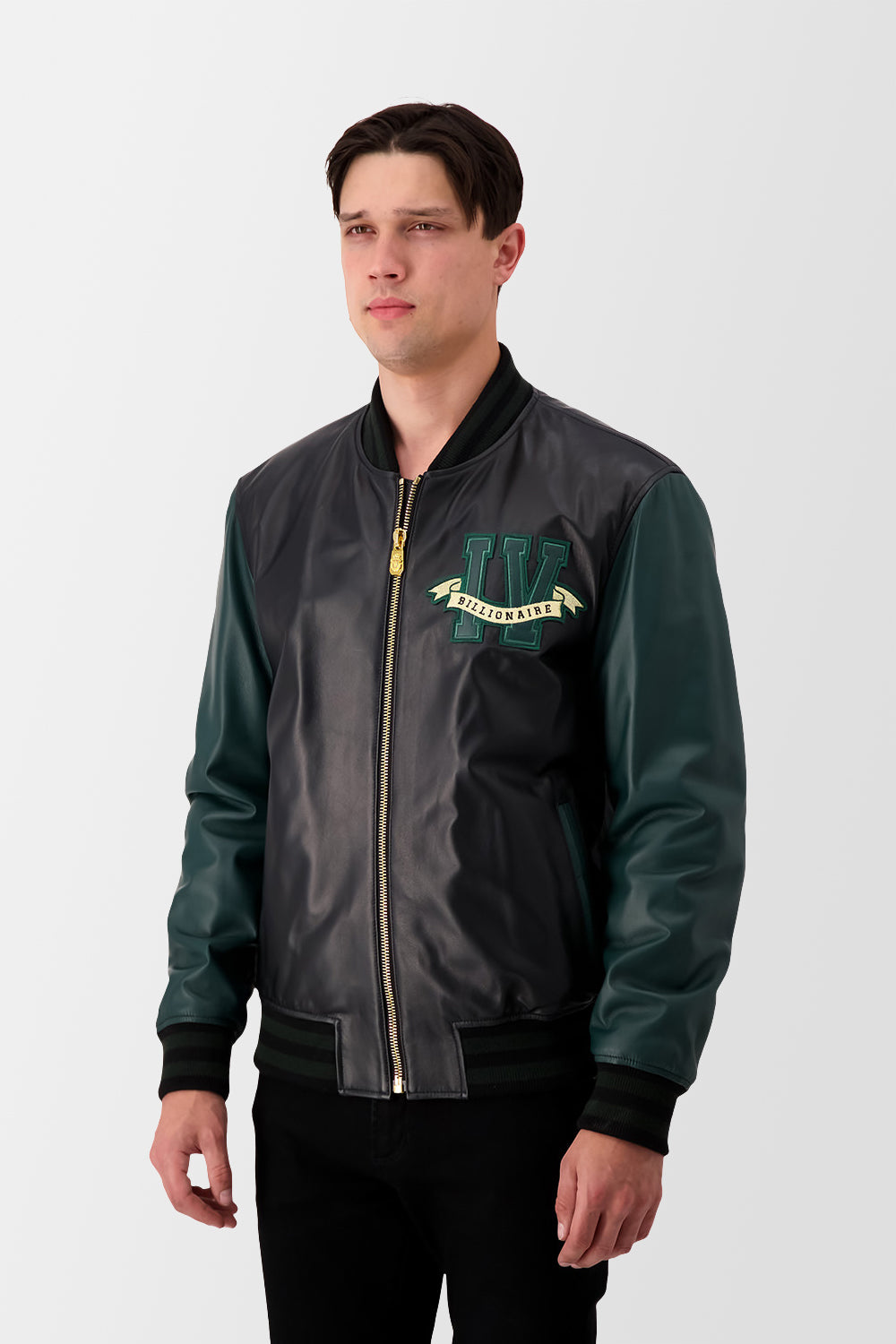 Billionaire Black Leather Bomber Jacket