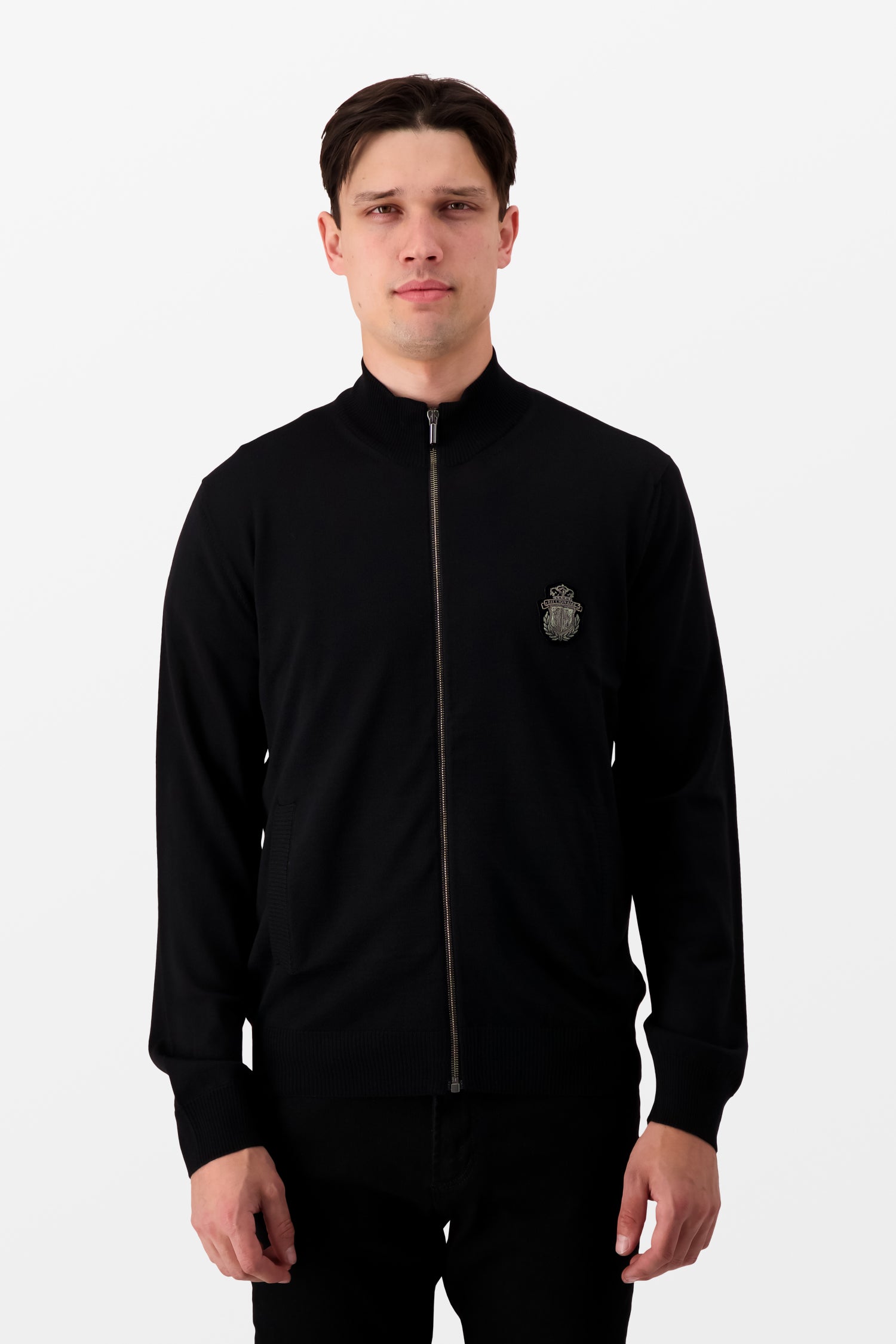 Billionaire Black Full Zip Crest Pullover