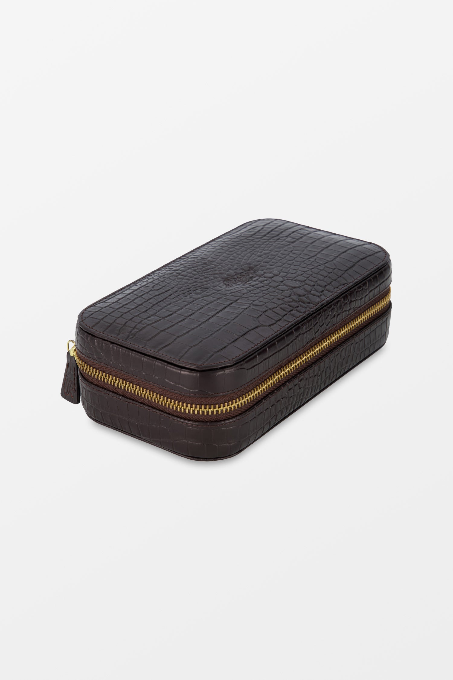 Rapport Brown Croco Brompton Three Cigar Case