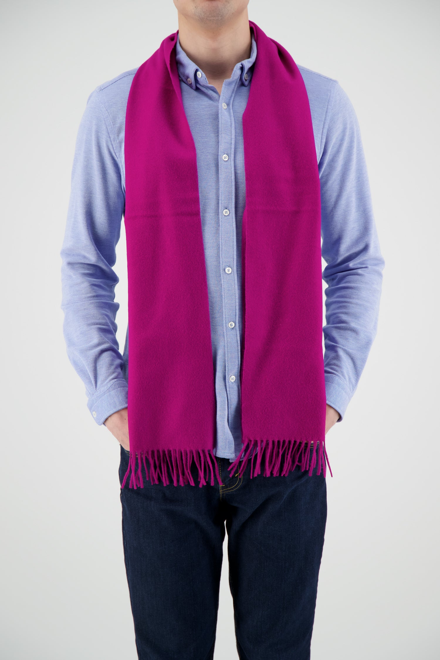 Joshua Ellis Fuchsia Classic Tassel Hem Scarf