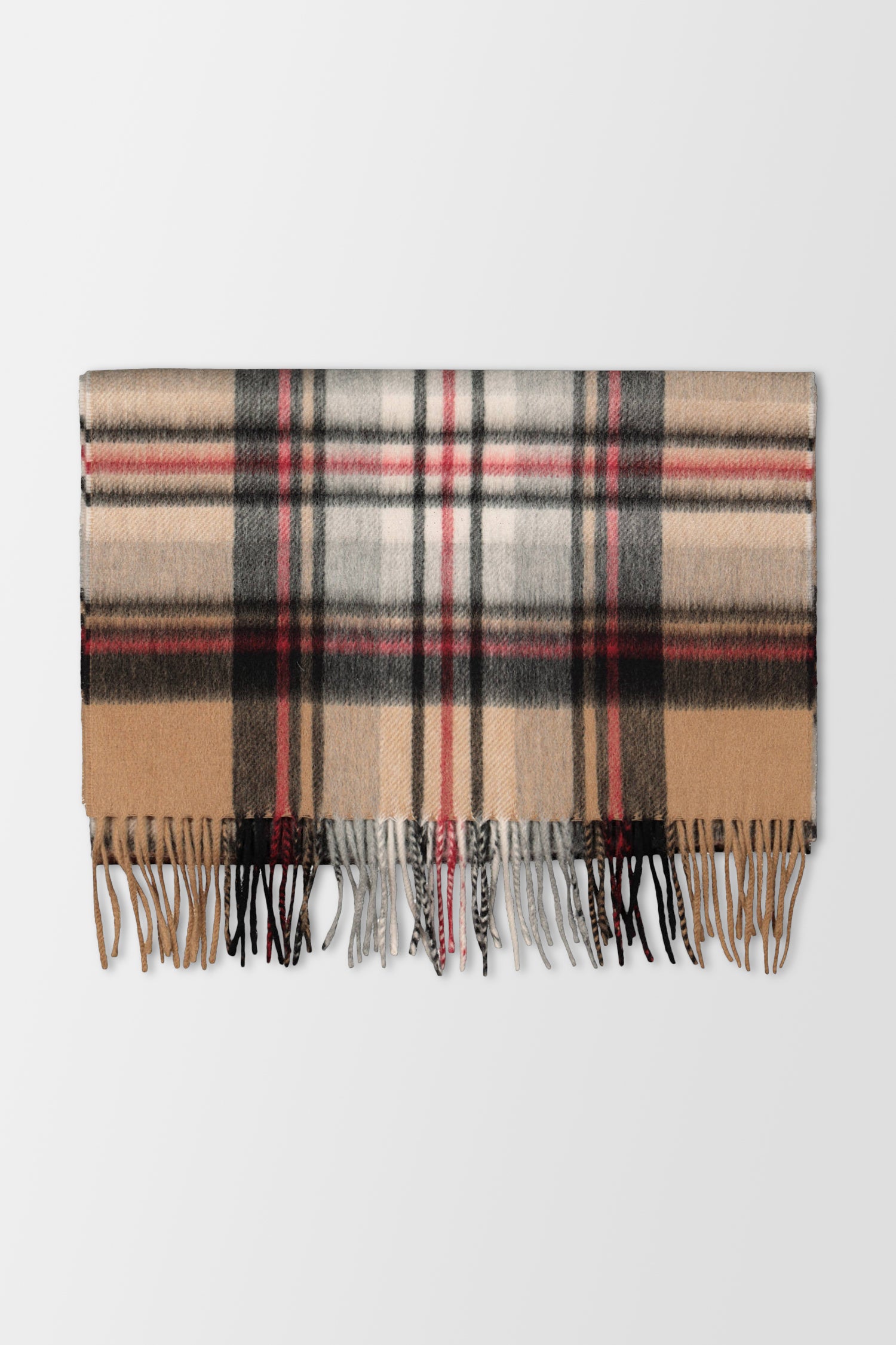 Joshua Ellis Camel Stewart Ripple Tartan Scarf