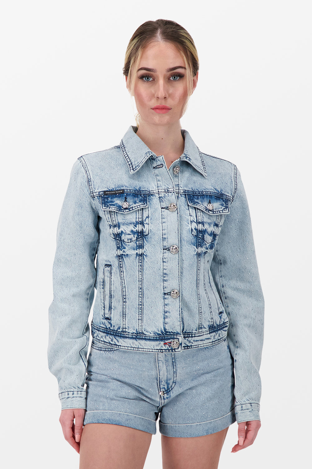 Buy Philipp Plein Denim Jacket Crystal | Women | Multicolour