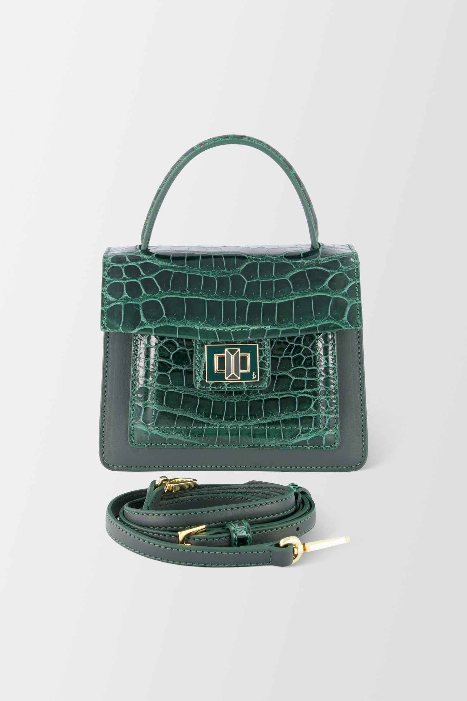 Krenoir Forest Green Croco Mini Kandie Handbag