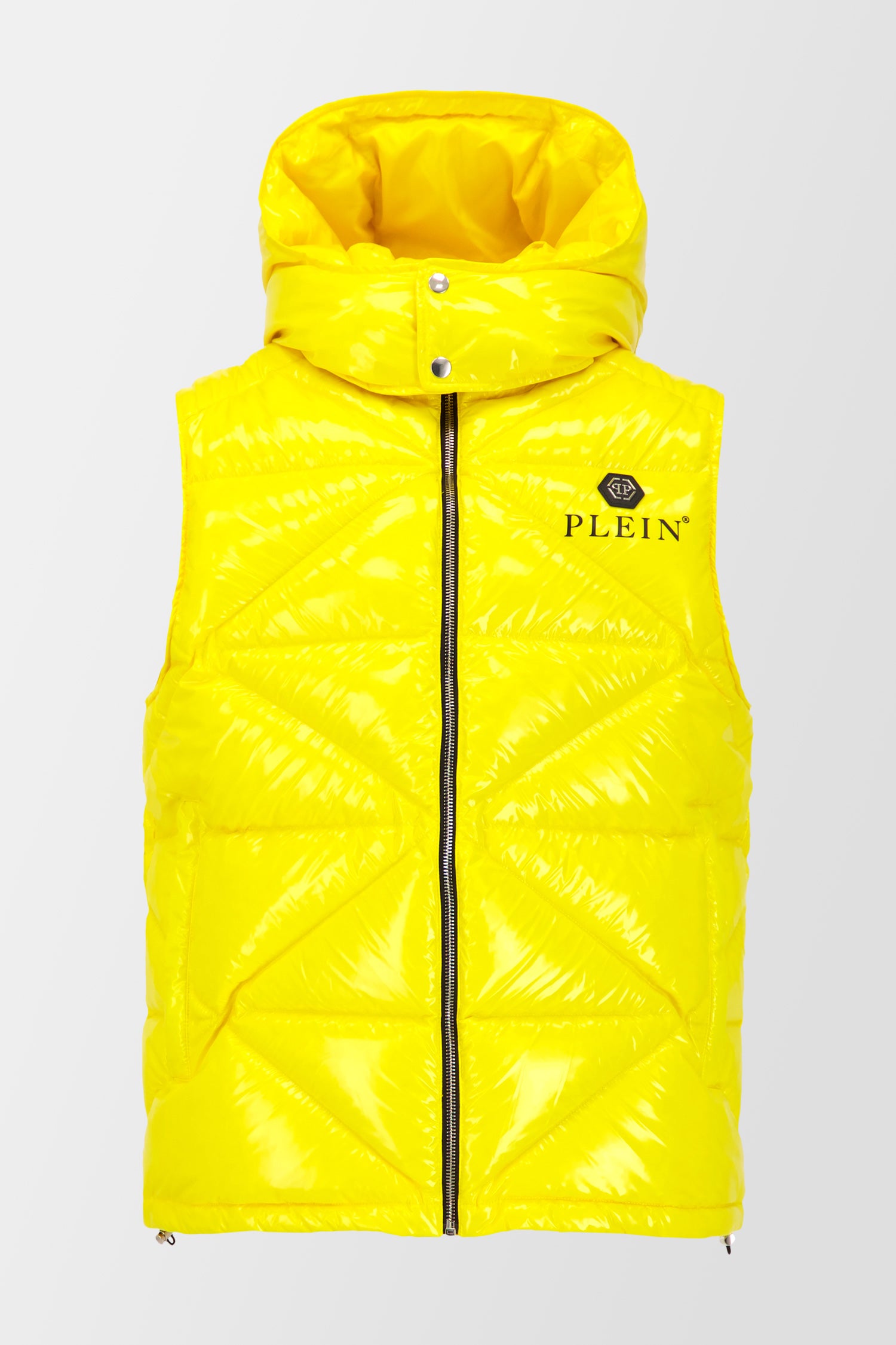 Philipp Plein Yellow Sleeveless Quilted Down jacket Hexagon