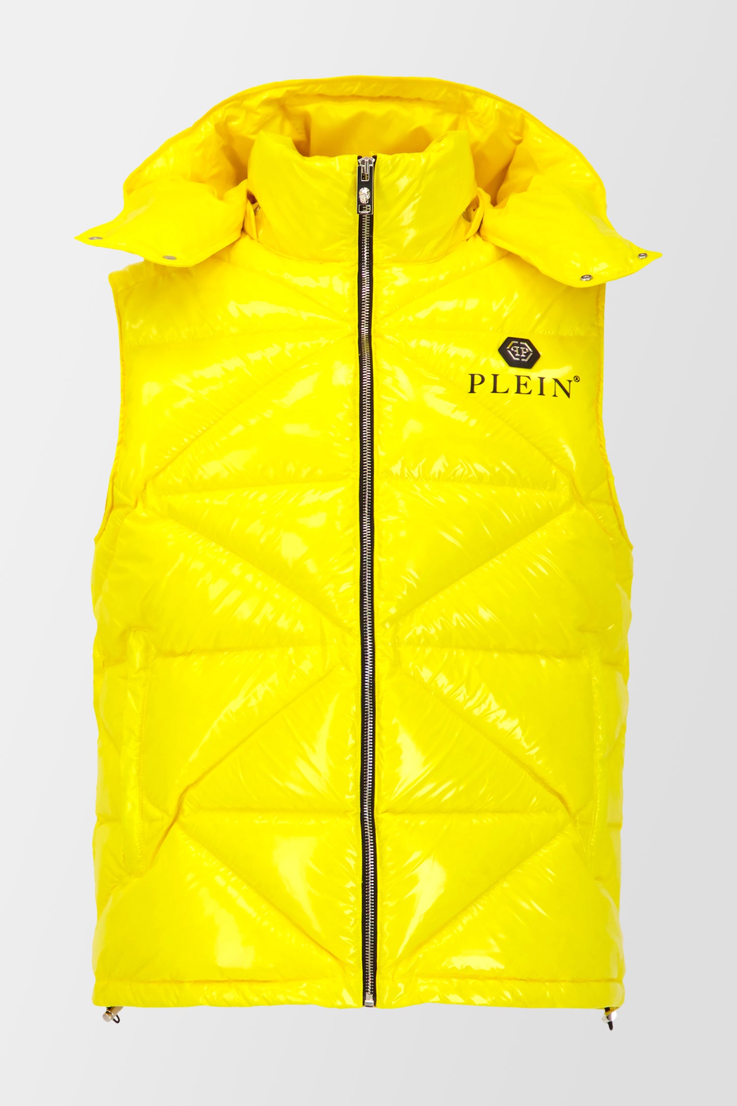 Philipp Plein Yellow Sleeveless Quilted Down jacket Hexagon
