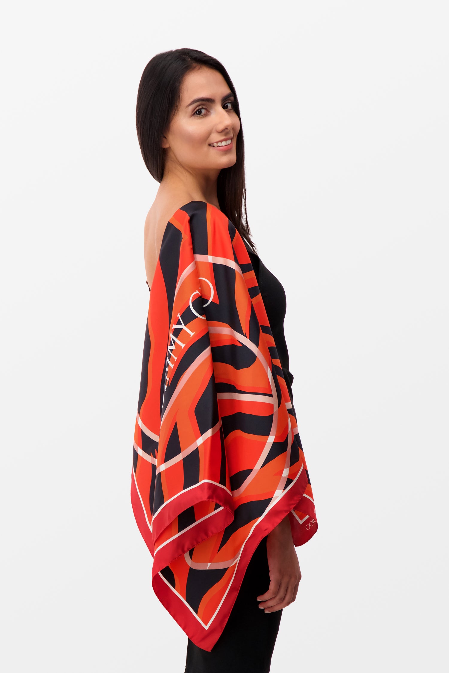Jimmy Choo Red Silk Foulard Scarf