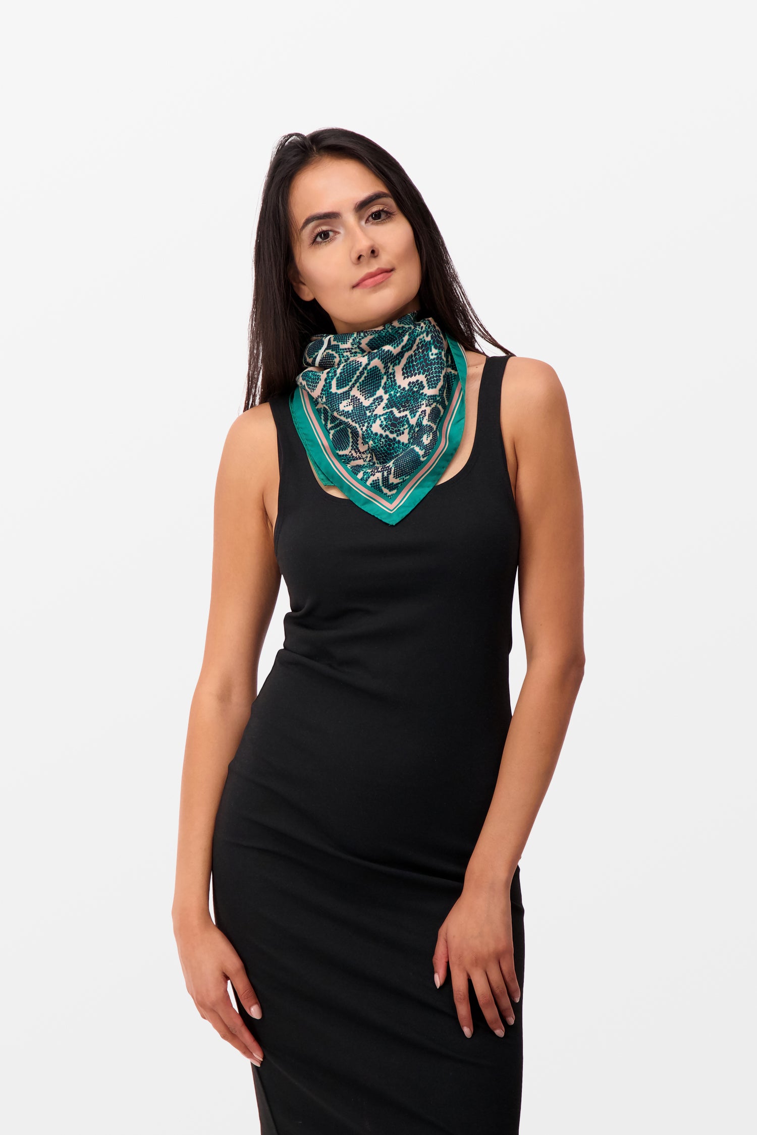 Jimmy Choo Green Silk Foulard Scarf