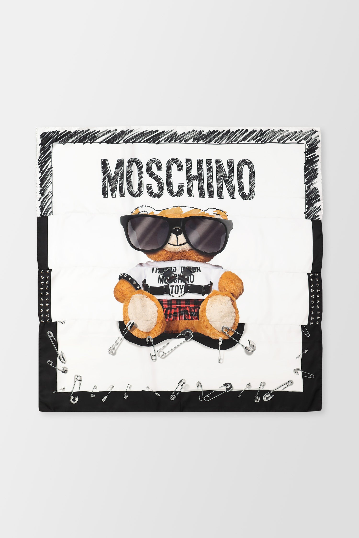 Moschino White Silk Teddy Bear Scarf