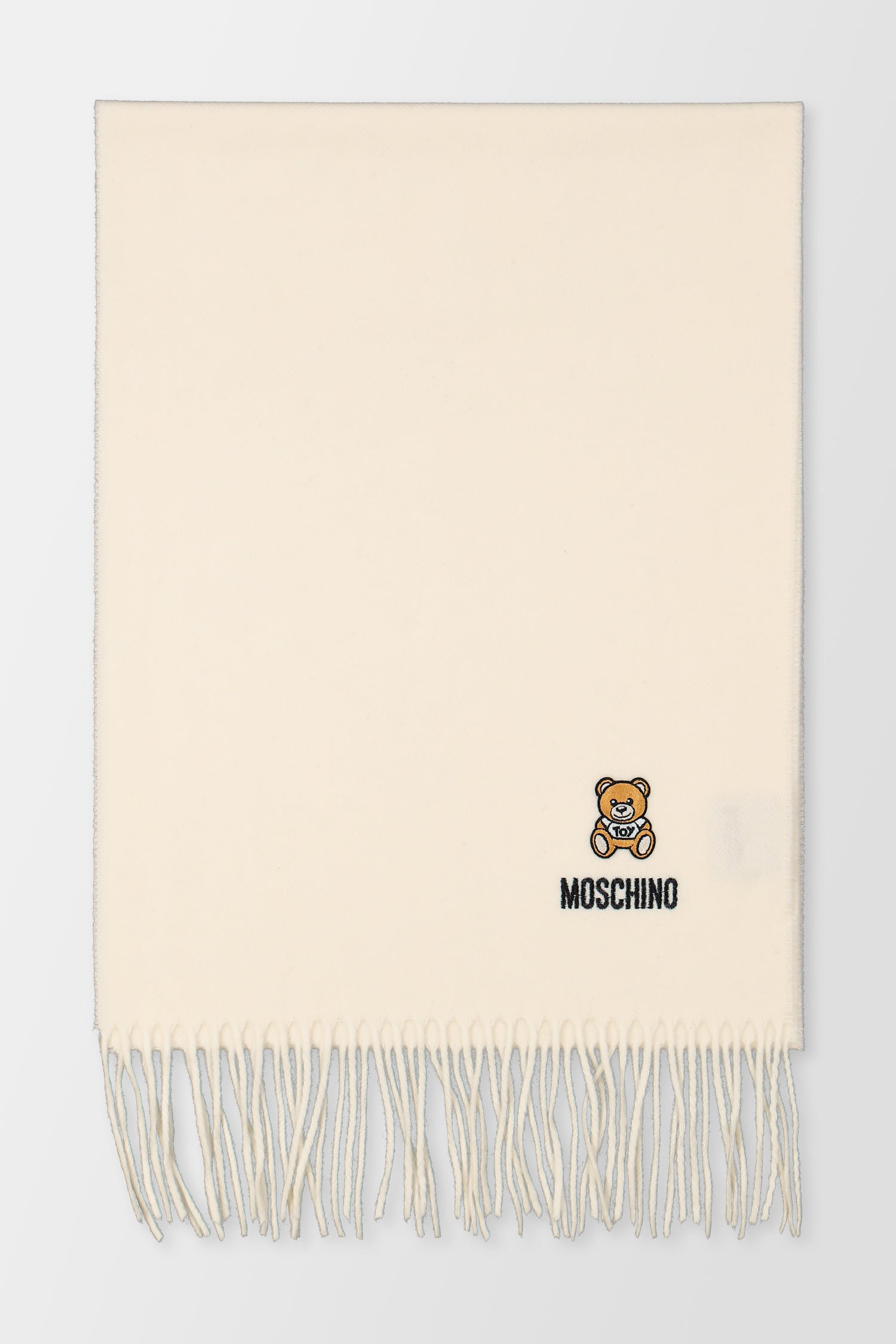 Moschino Beige Teddy Embroidered Scarf