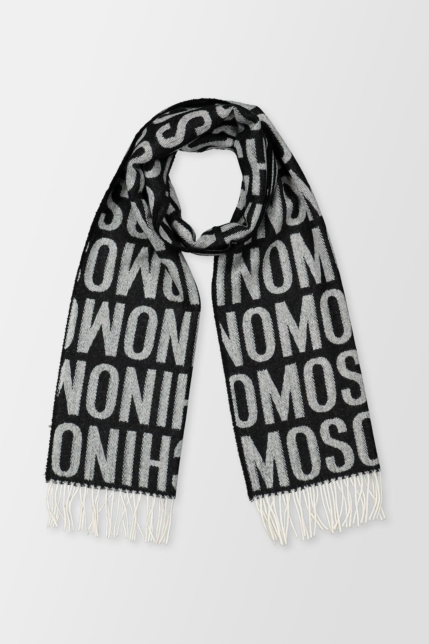 Moschino Black Jacquard Scarf