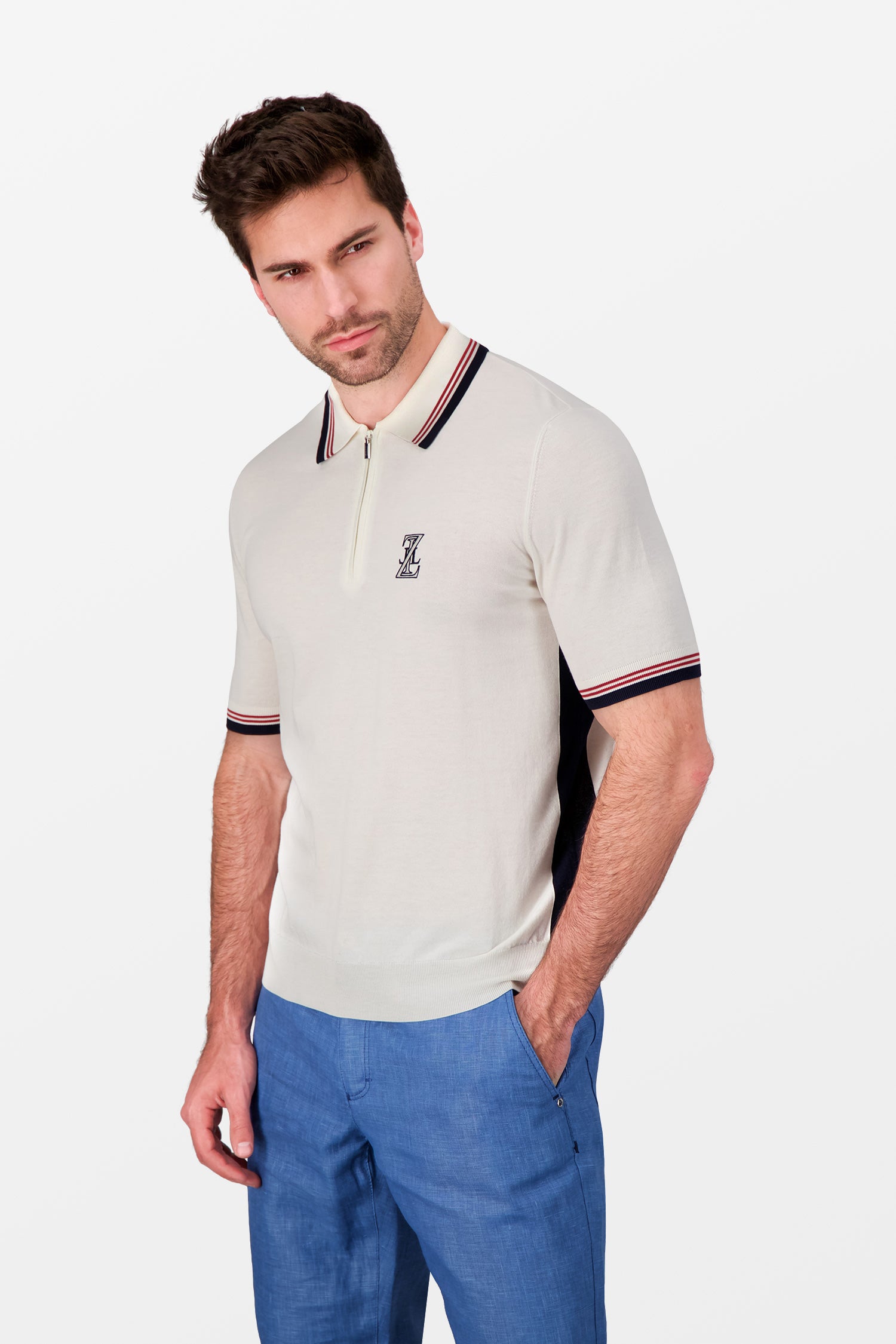 Zilli White Zip Polo